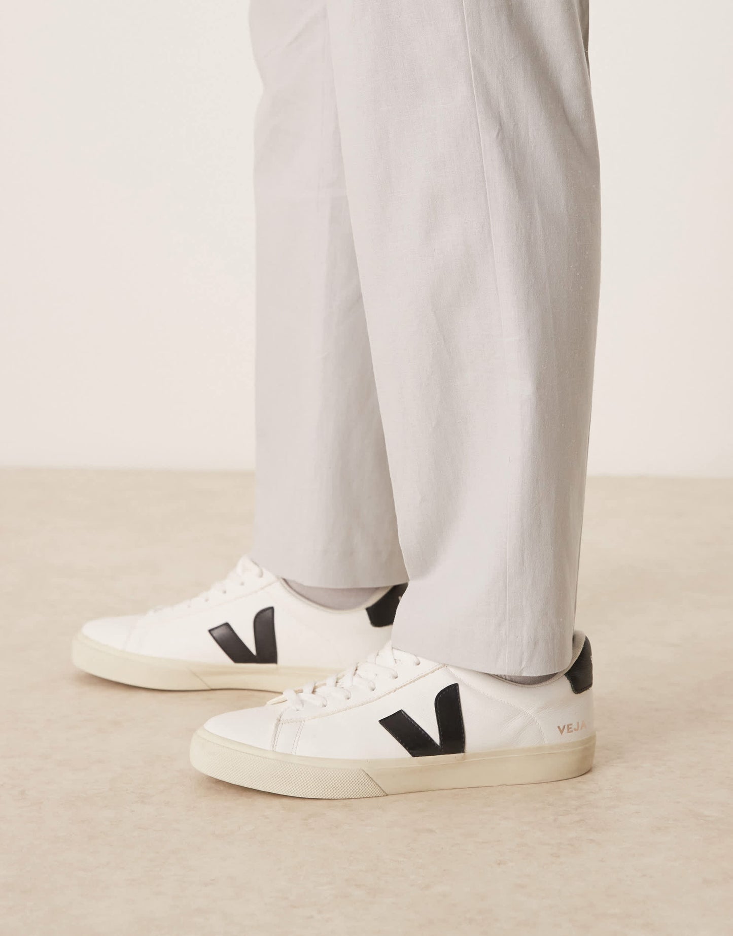 ASOS DESIGN linen blend straight leg suit trousers in pebble