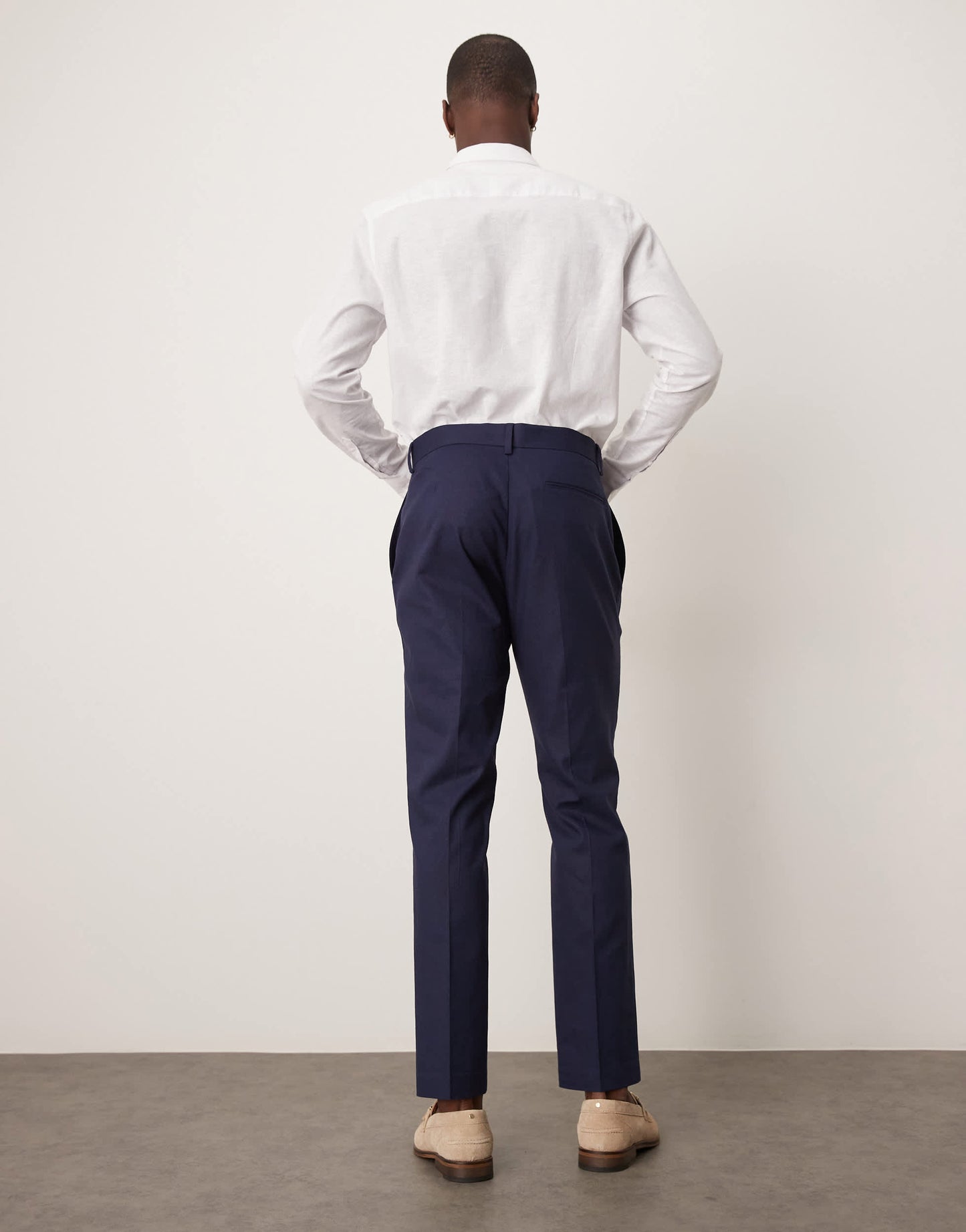 ASOS DESIGN linen blend slim suit trousers in navy