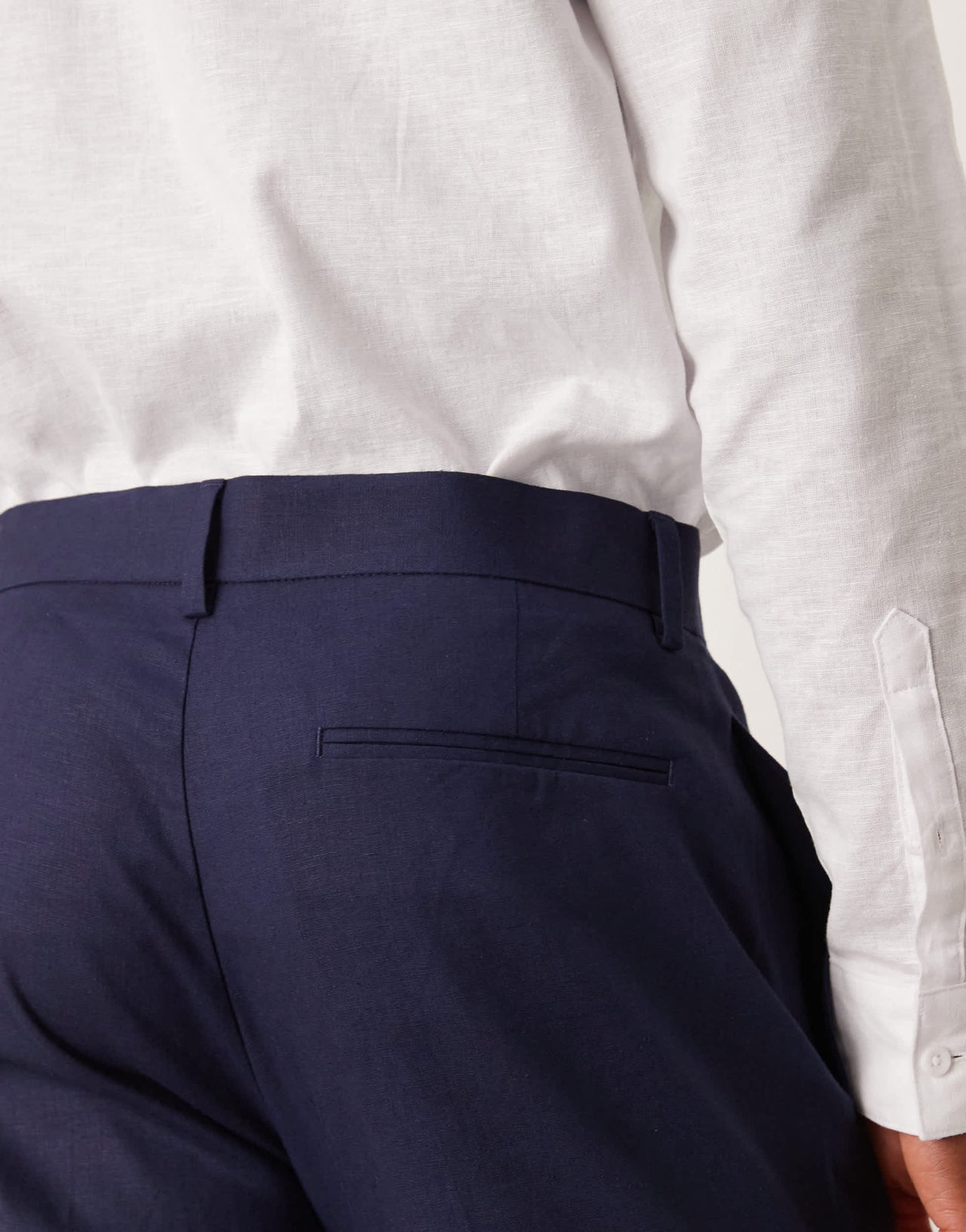 ASOS DESIGN linen blend slim suit trousers in navy