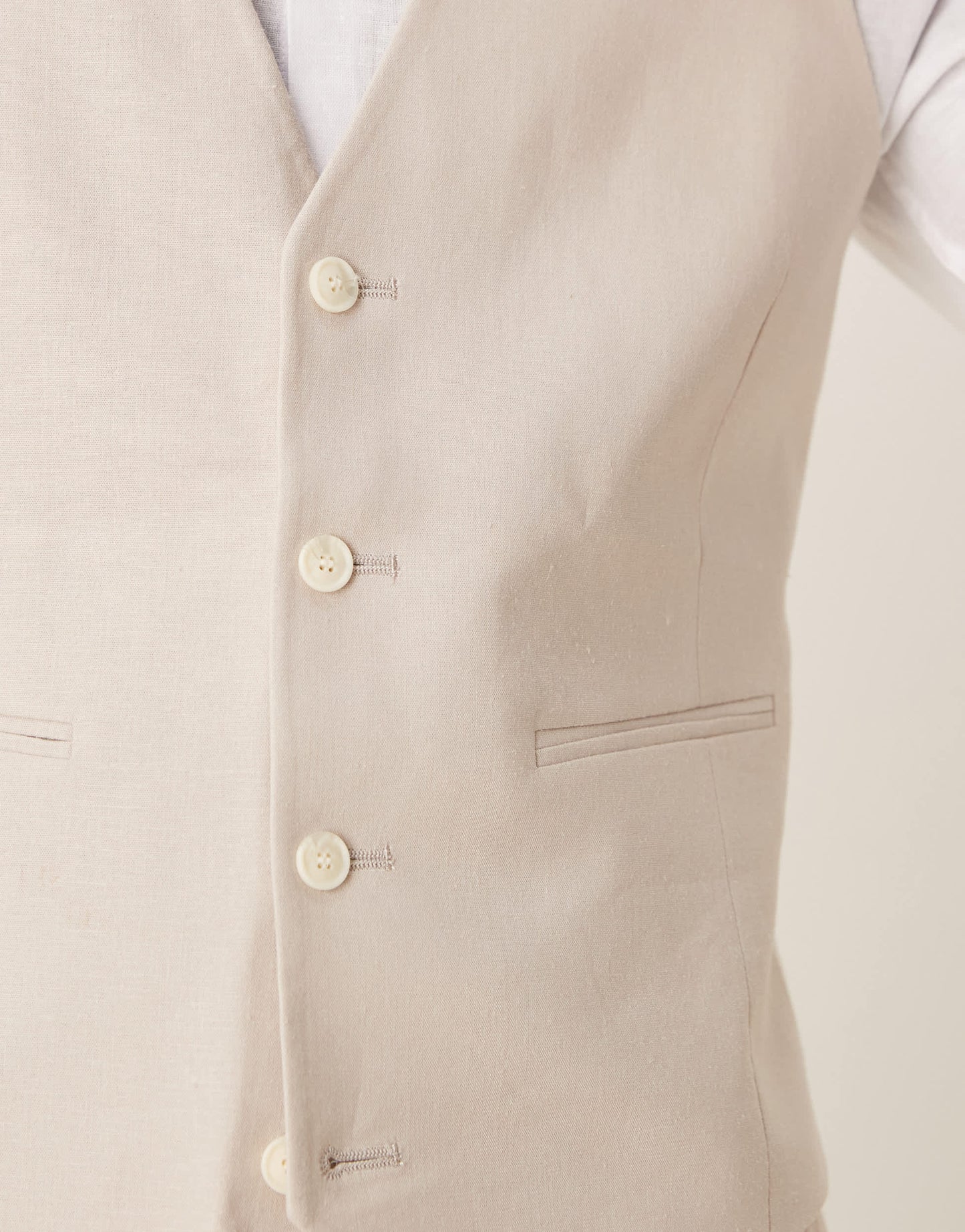 ASOS DESIGN linen blend skinny suit waistcoat in stone