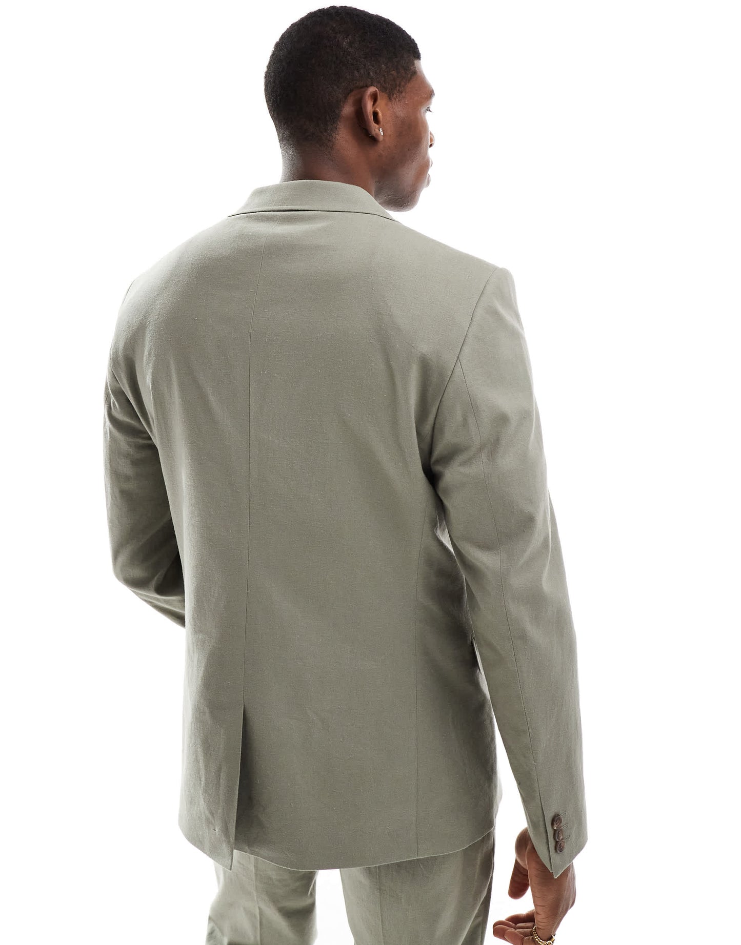 ASOS DESIGN linen blend slim suit jacket in khaki