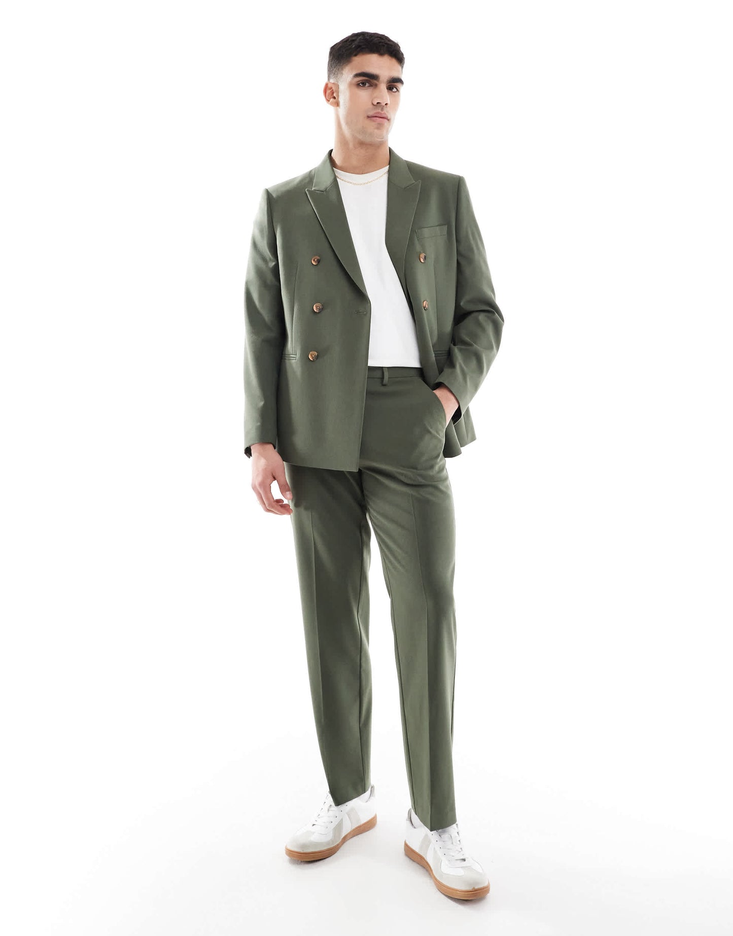 ASOS DESIGN straight leg suit trousers in dark green