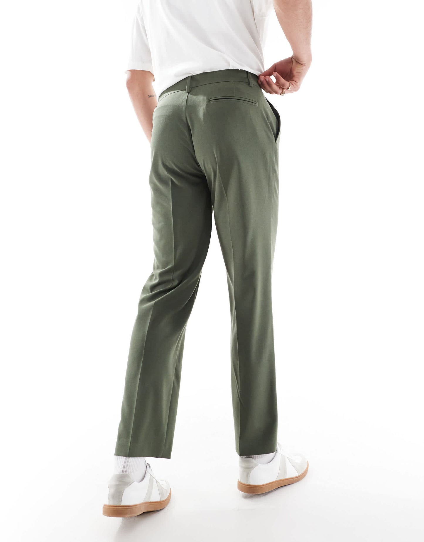 ASOS DESIGN straight leg suit trousers in dark green