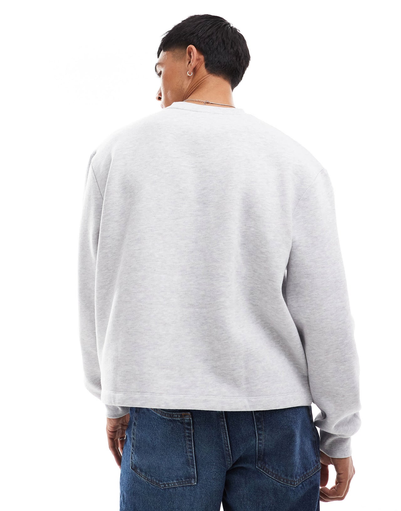 ASOS DESIGN boxy sweatshirt with athletic print in grey marl