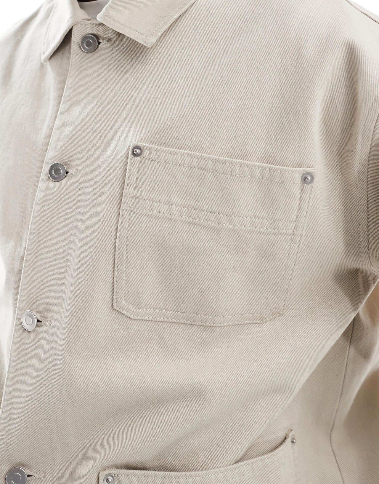 ASOS DESIGN washed twill worker jacket in stone