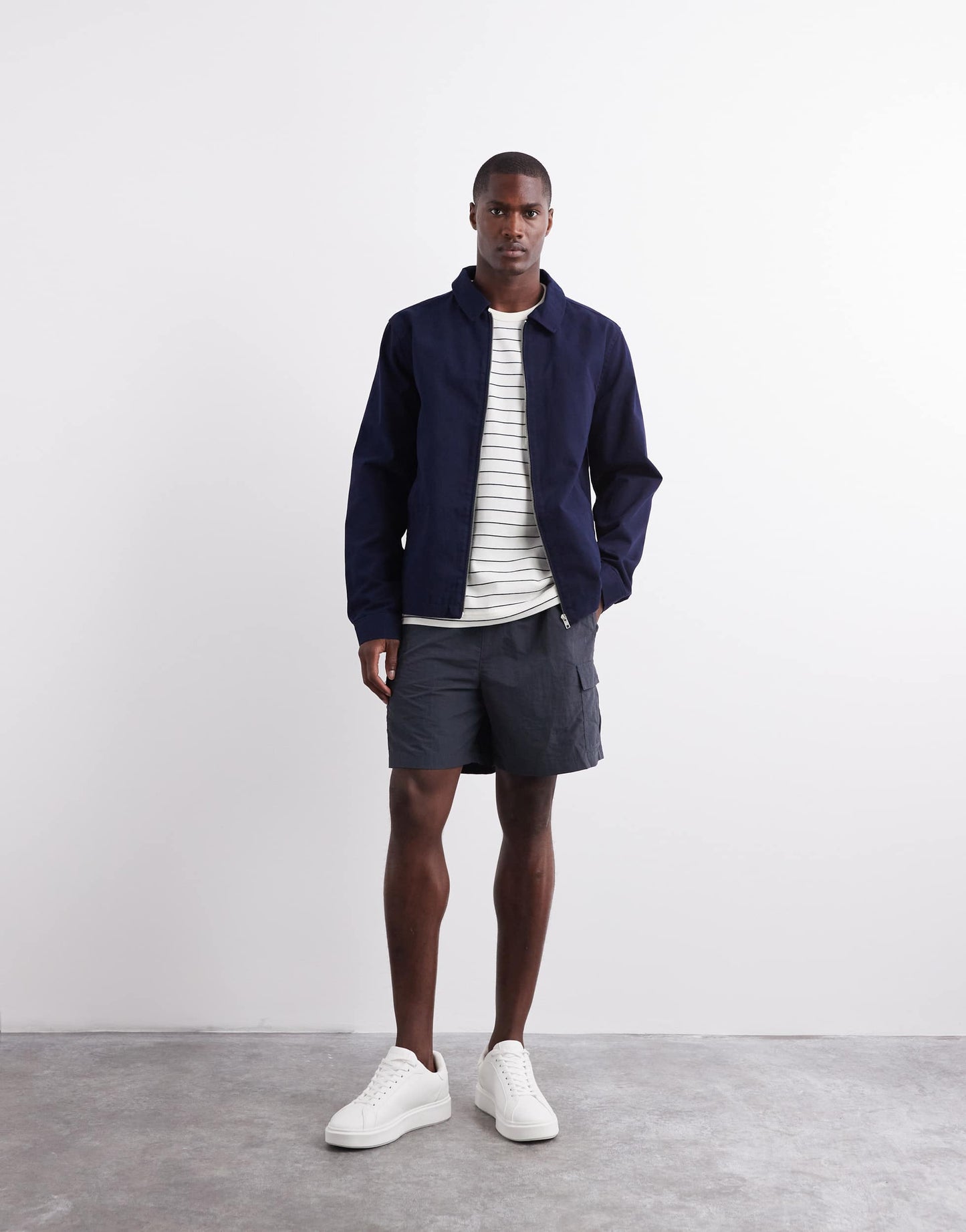 ASOS DESIGN harrington jacket in navy