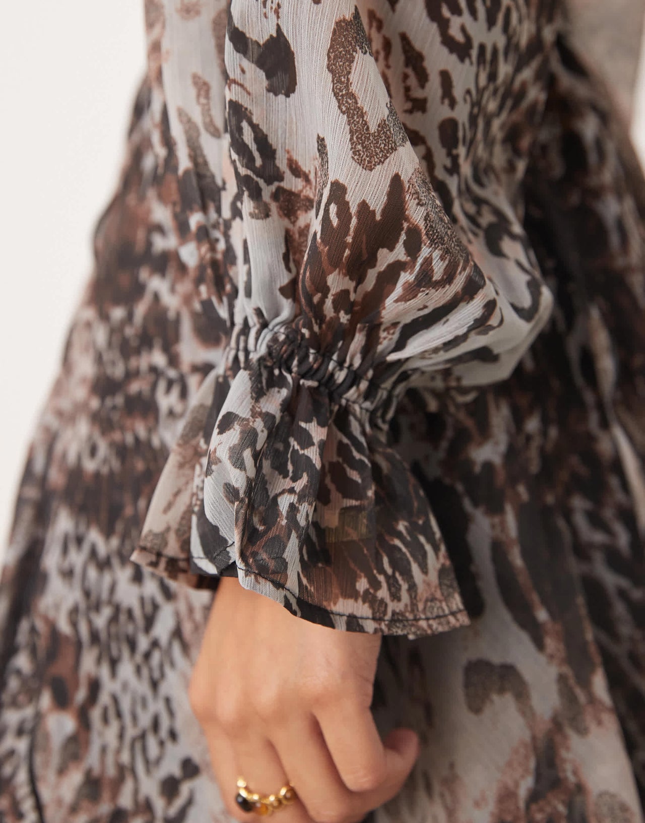 Miss Selfridge Petite ruffle hem maxi dress in animal print