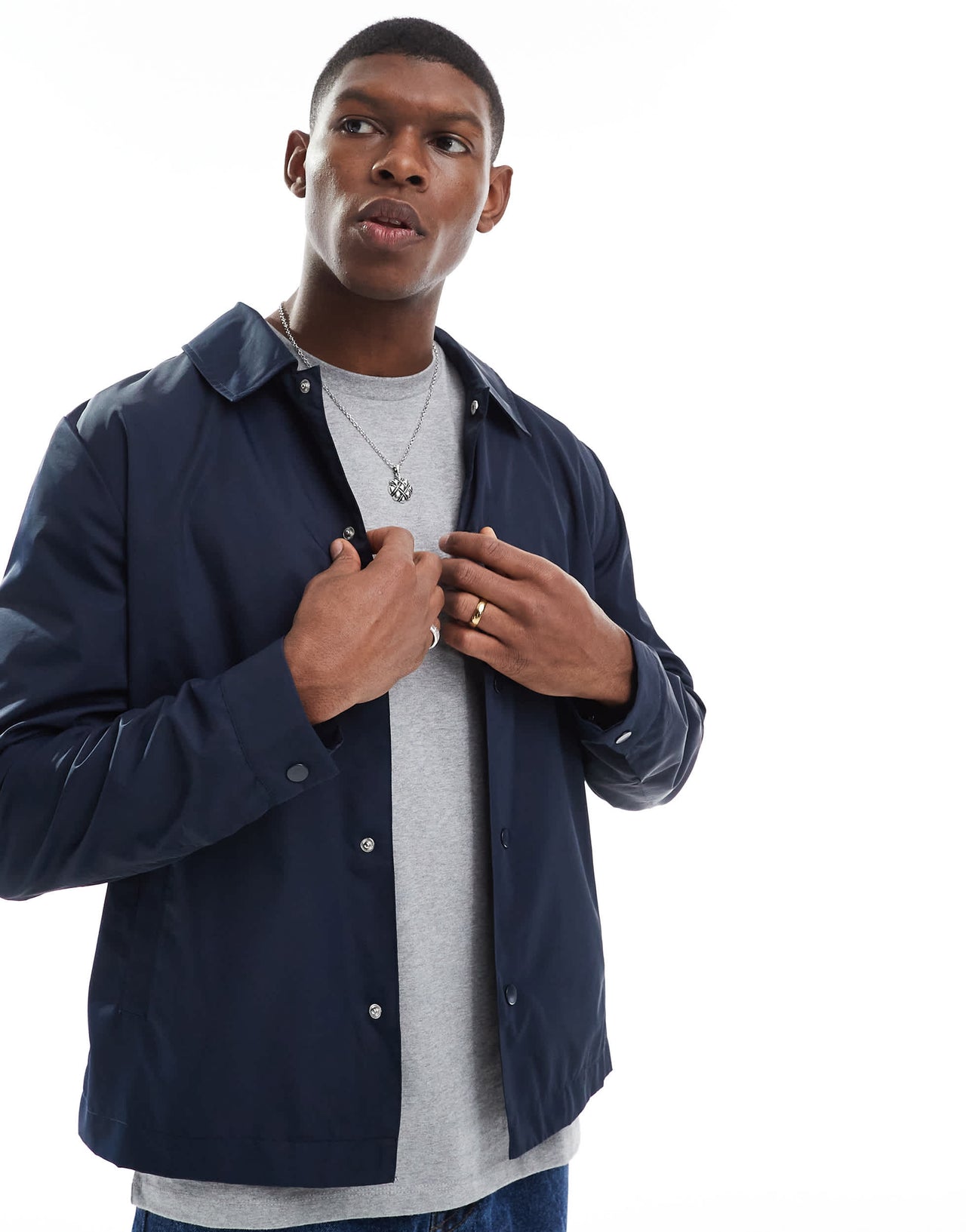 ASOS DESIGN lightweight coach jacket in navy