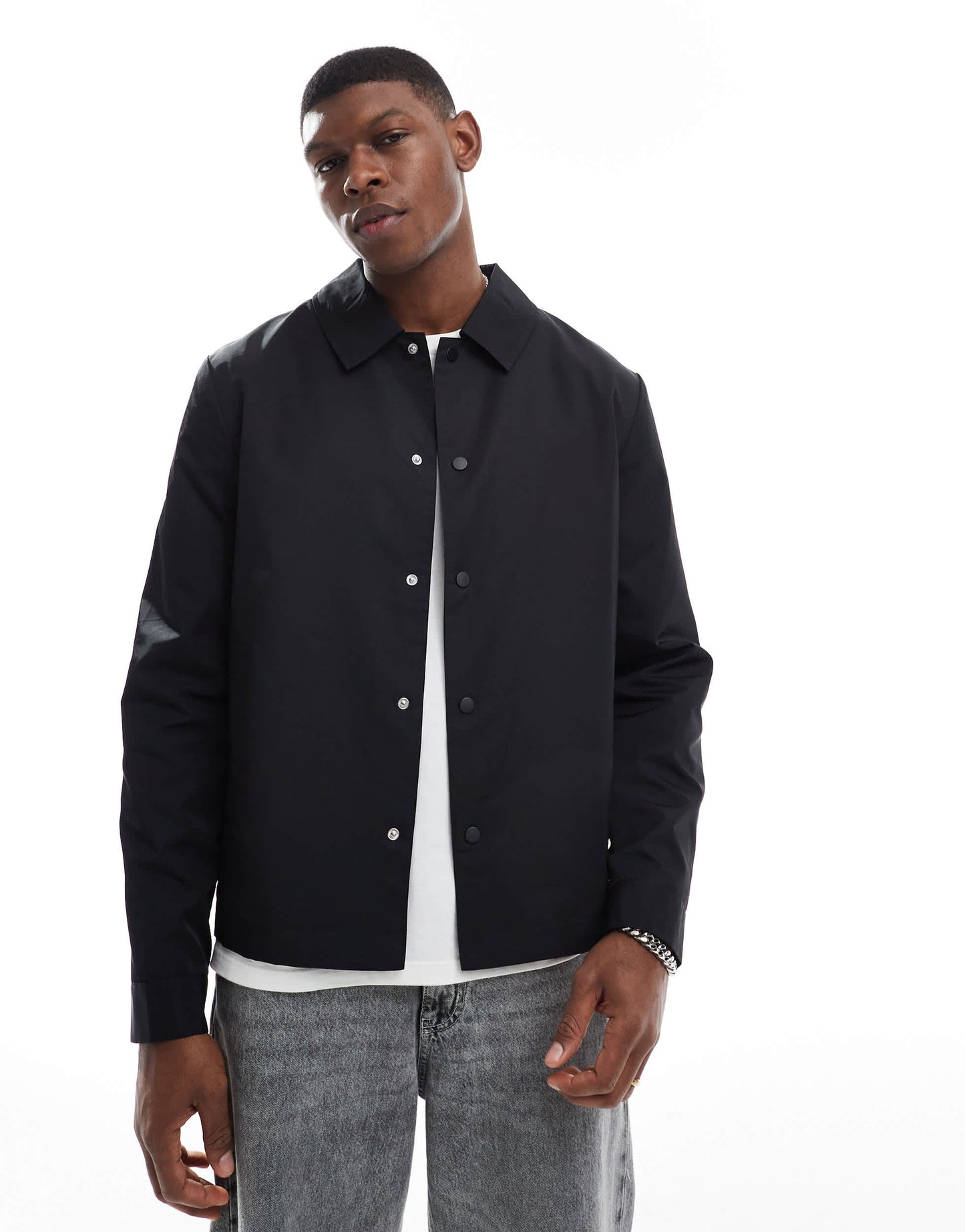 ASOS DESIGN lightweight coach jacket in black