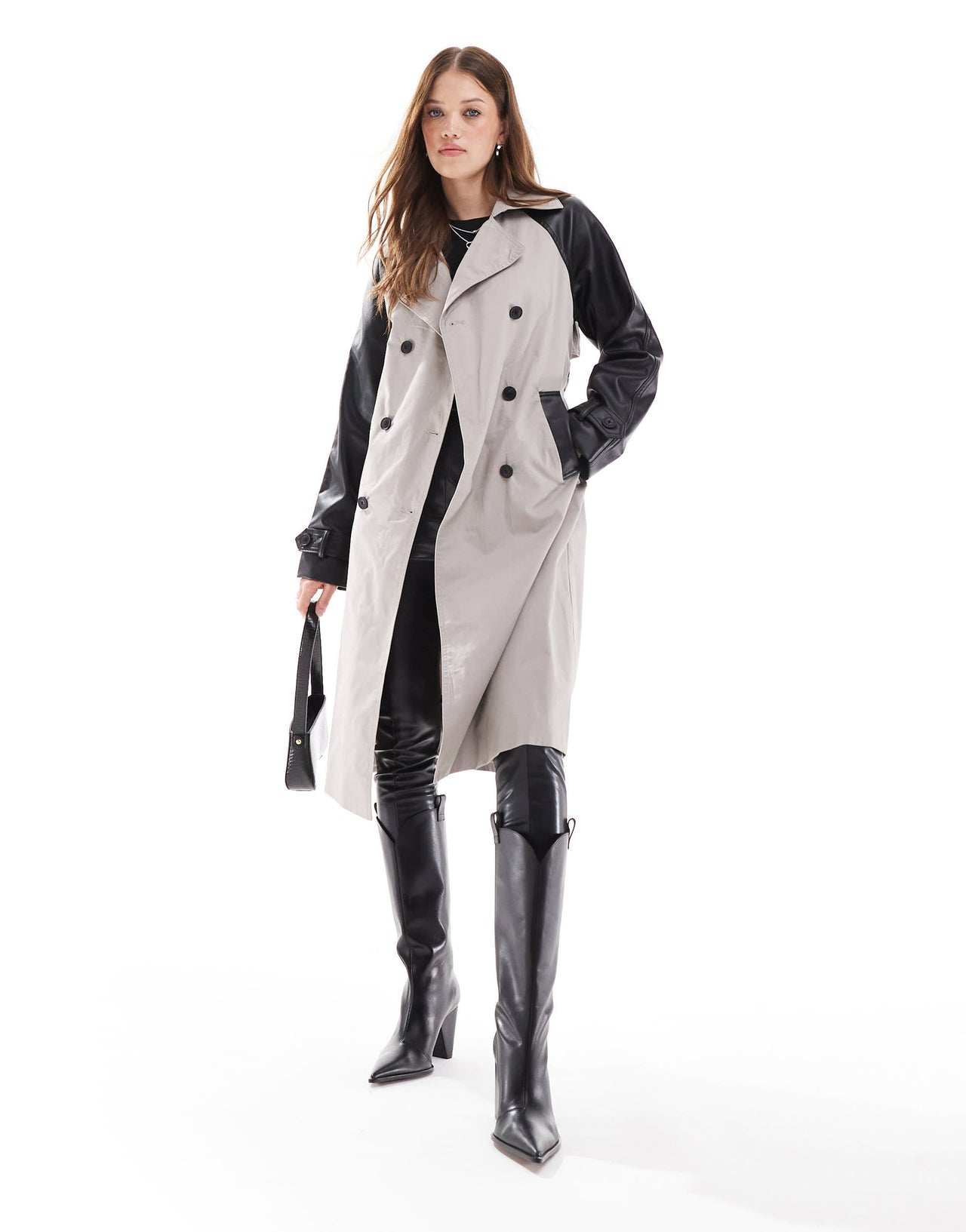 New Look PU sleeve mac in stone