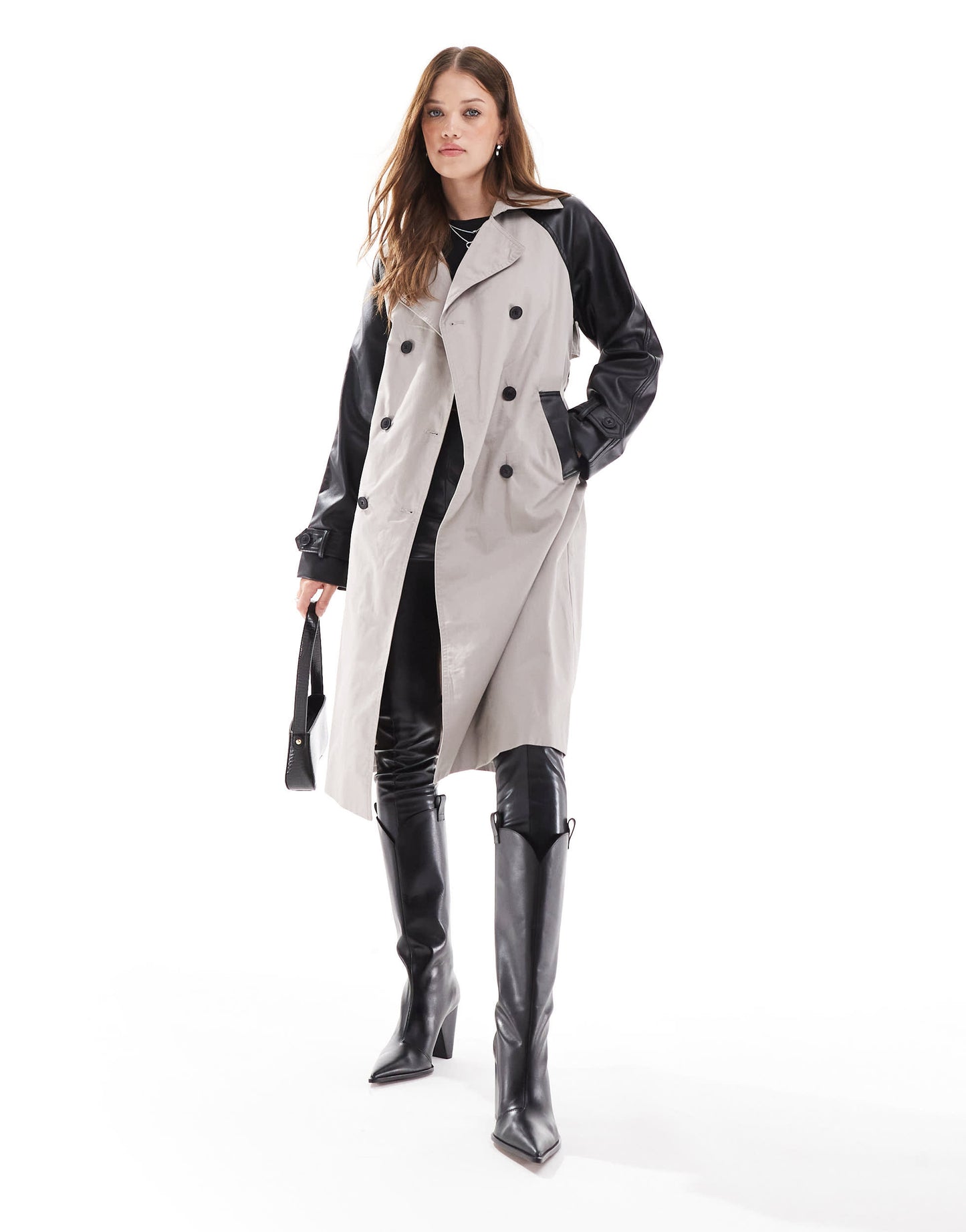 New Look PU sleeve mac in stone