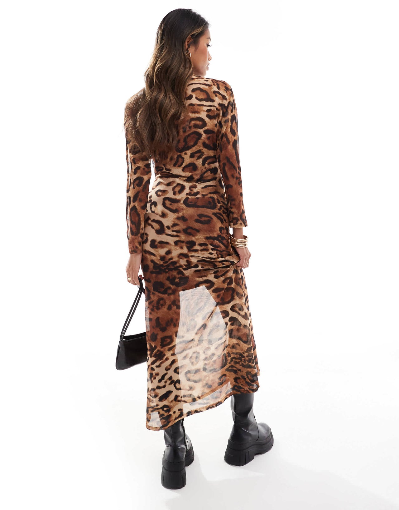 River Island mesh maxi dress in leopard print