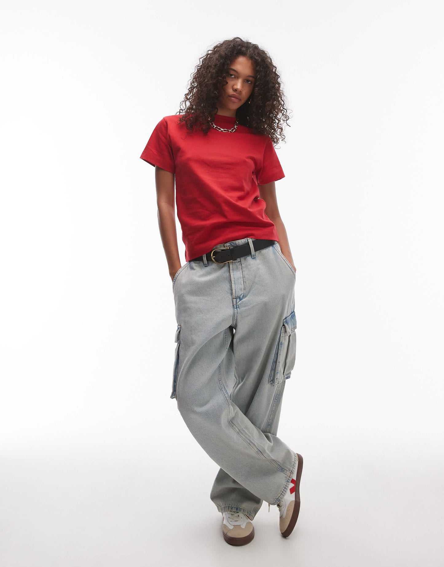 Topshop boxy tee in bright red
