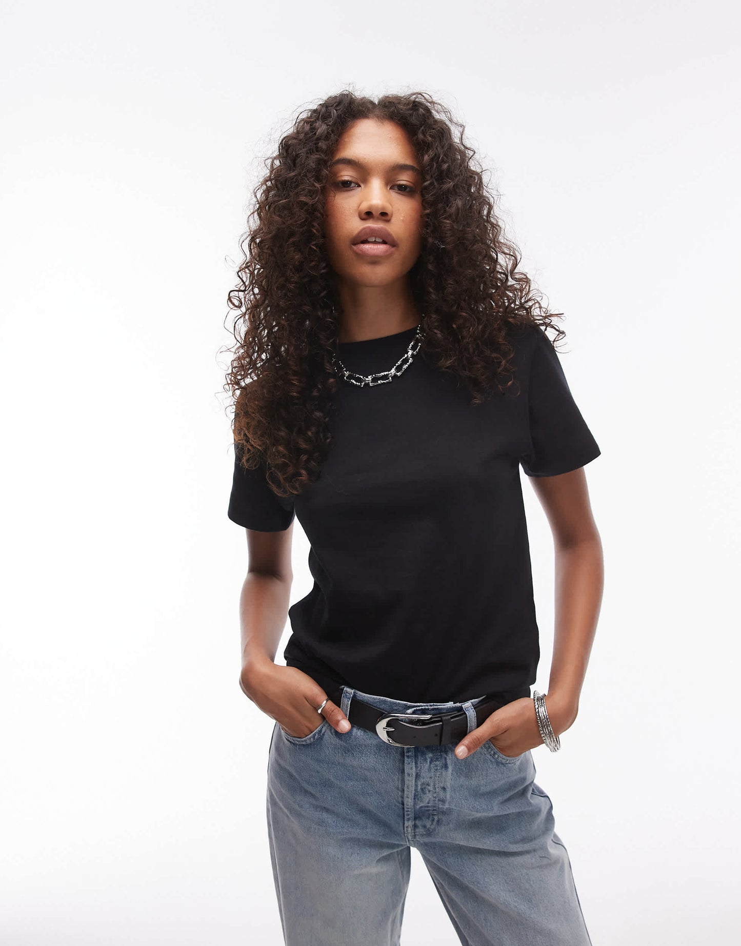 Topshop boxy tee in black
