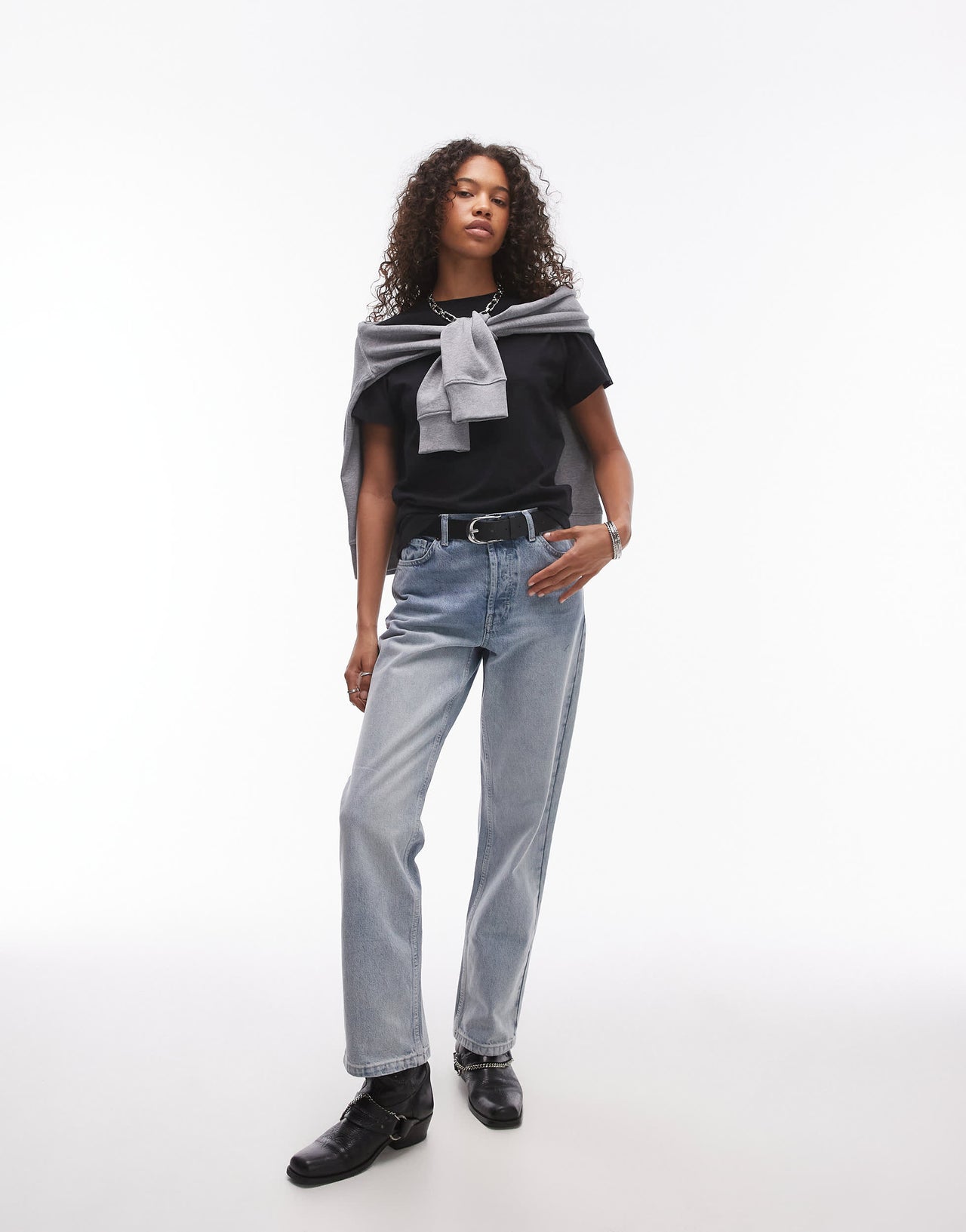 Topshop boxy tee in black