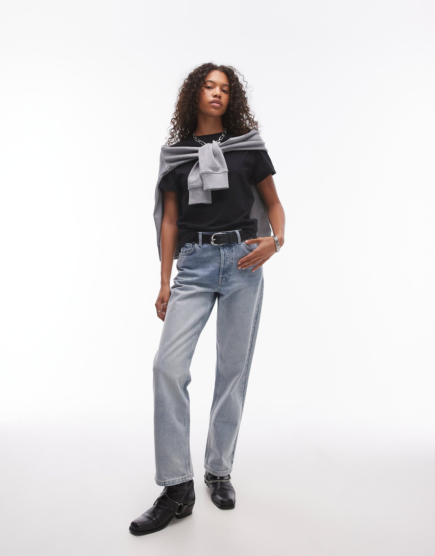 Topshop boxy tee in black
