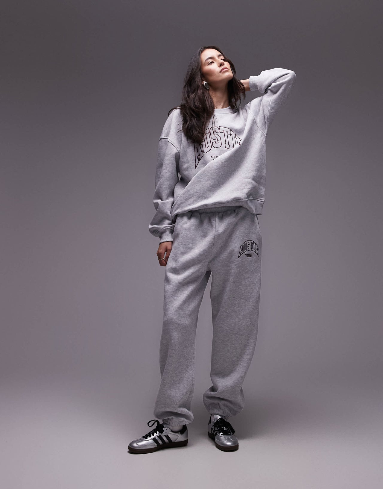 Topshop co ord graphic Austin cuffed jogger in grey