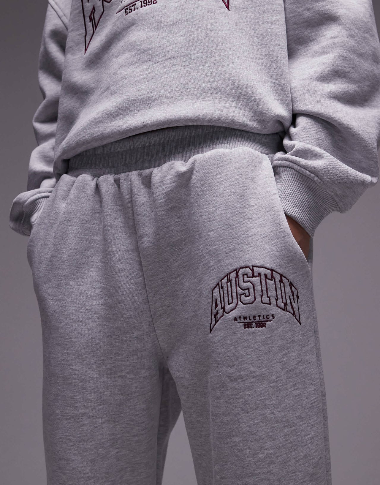 Topshop co ord graphic Austin cuffed jogger in grey