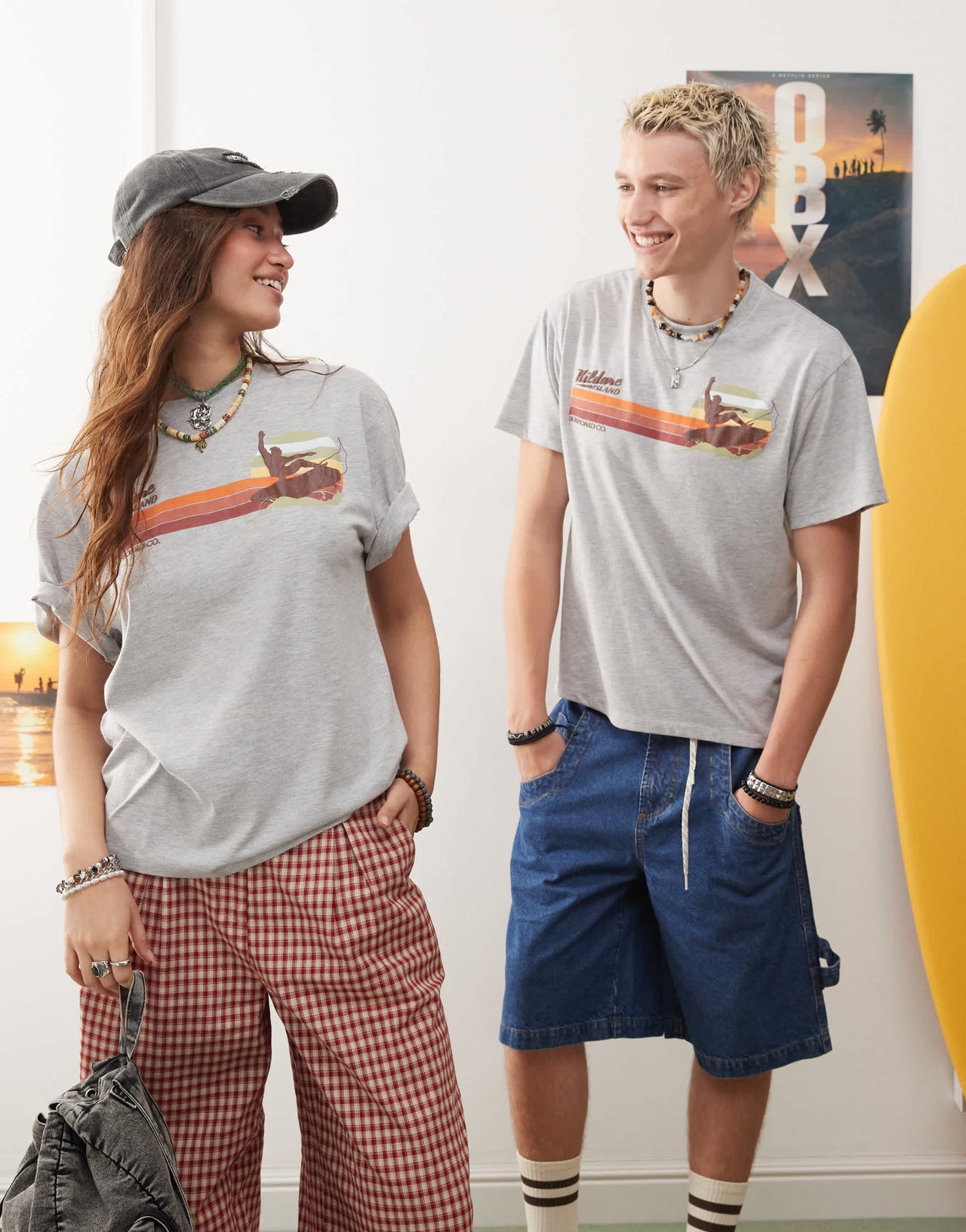 Reclaimed Vintage x Outer Banks unisex Kildare Island logo t-shirt in grey marl