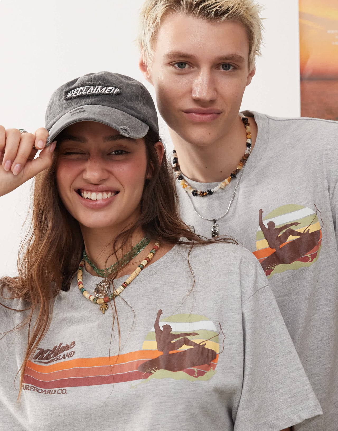 Reclaimed Vintage x Outer Banks unisex Kildare Island logo t-shirt in grey marl