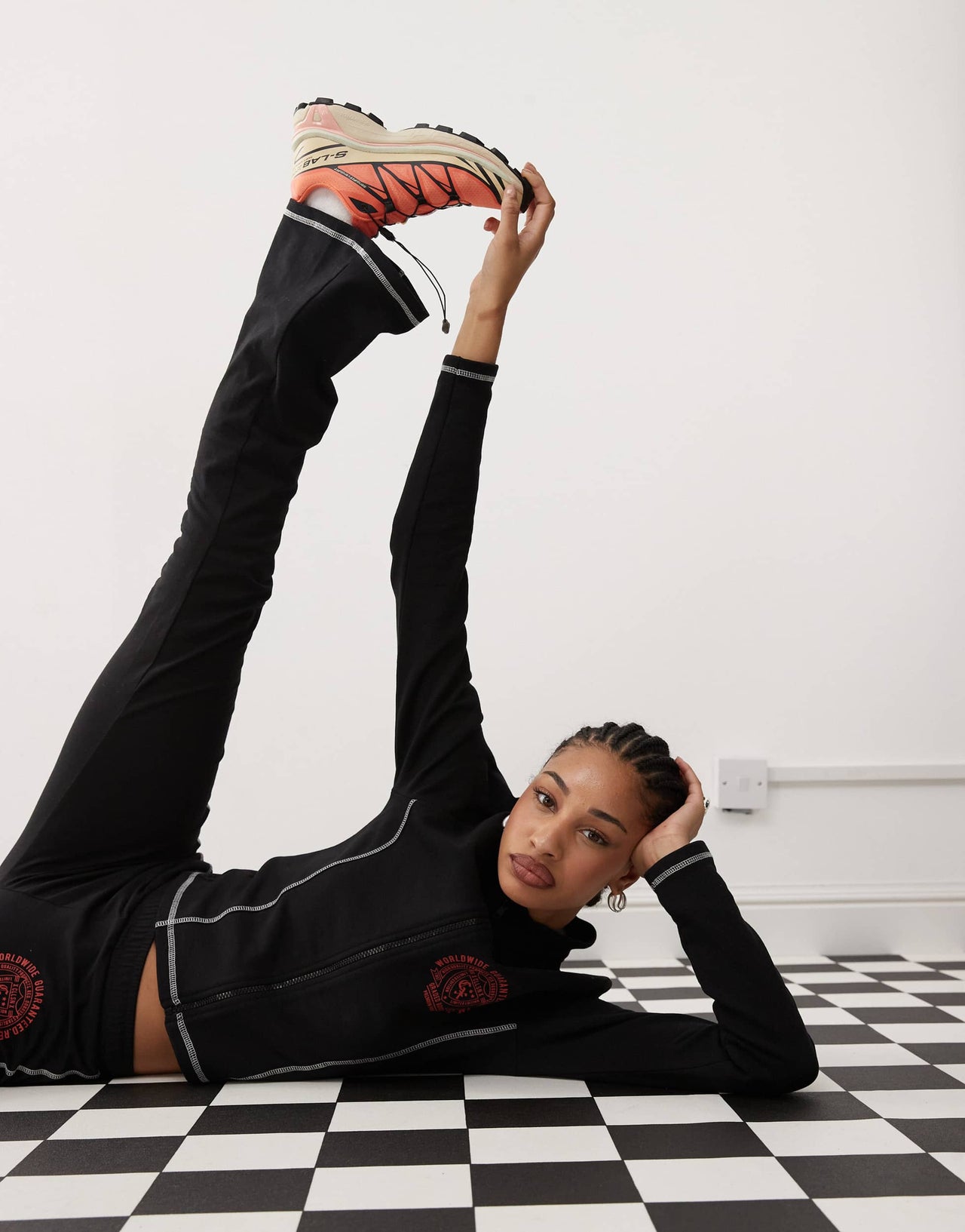 COLLUSION zip through fitted top with varsity logo co-ord