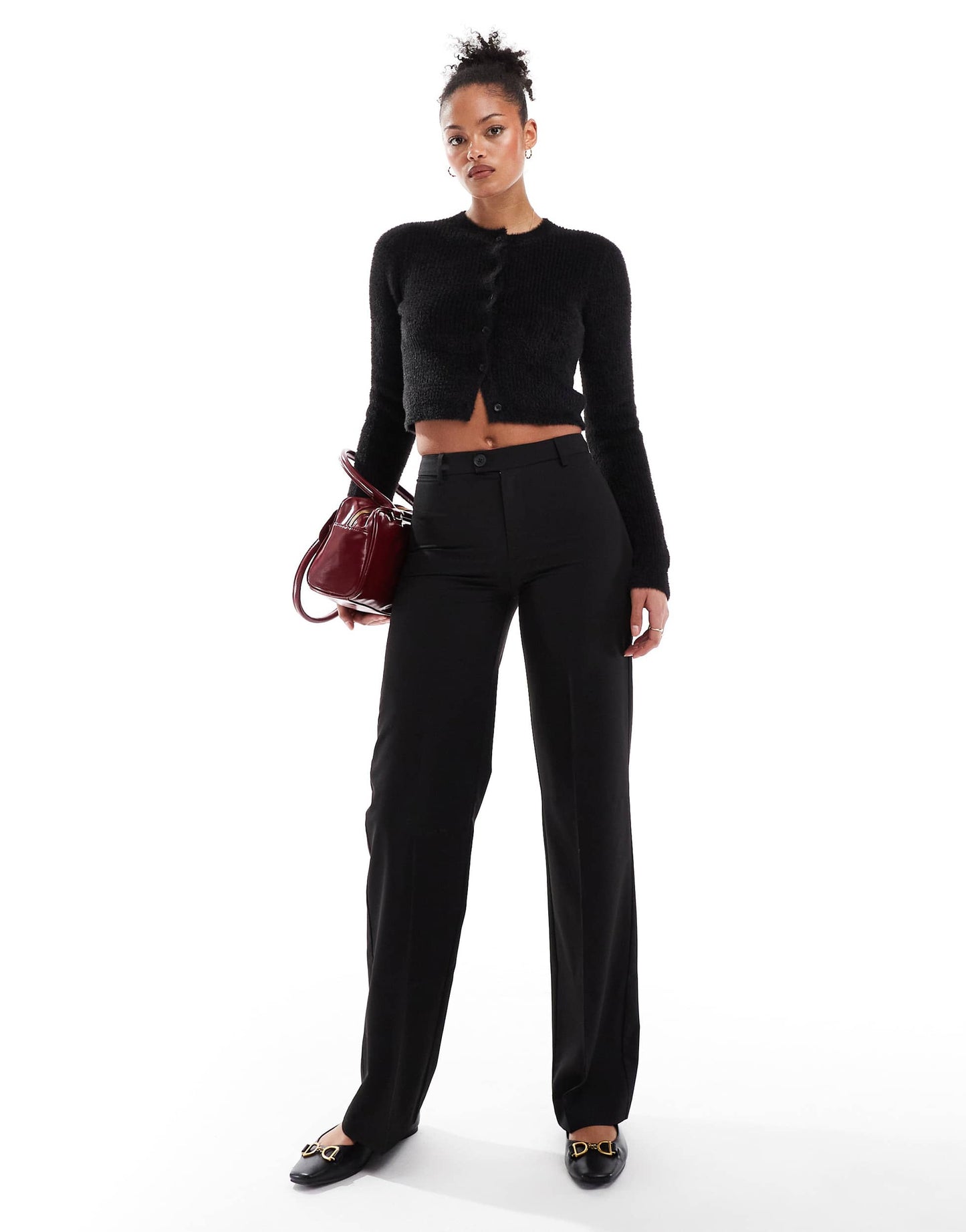 Stradivarius Tall tailored trouser in black