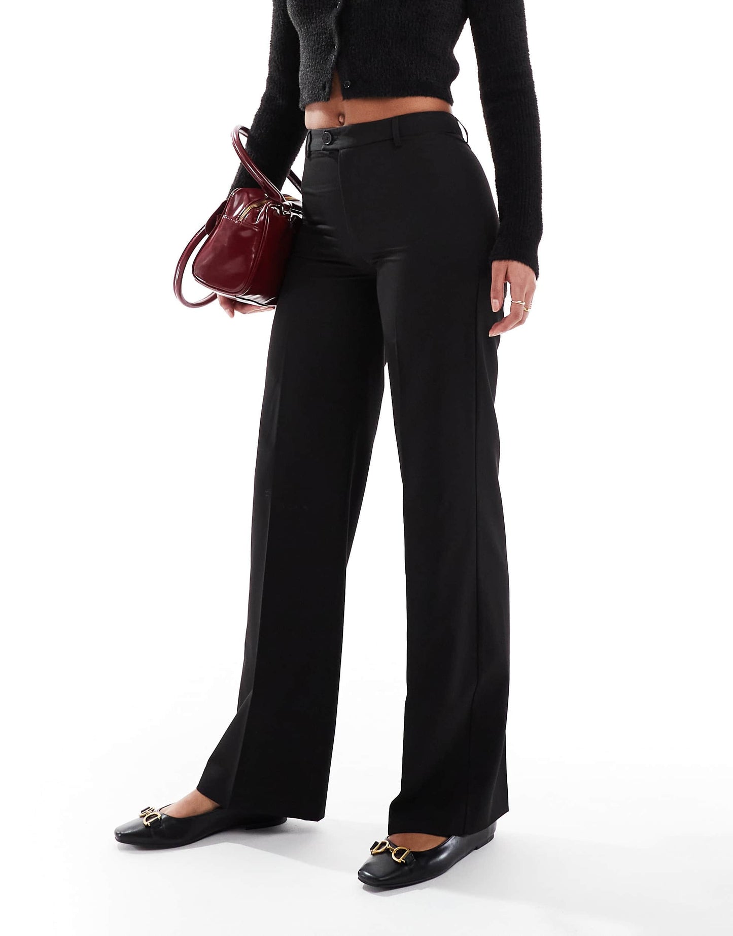 Stradivarius Tall tailored trouser in black
