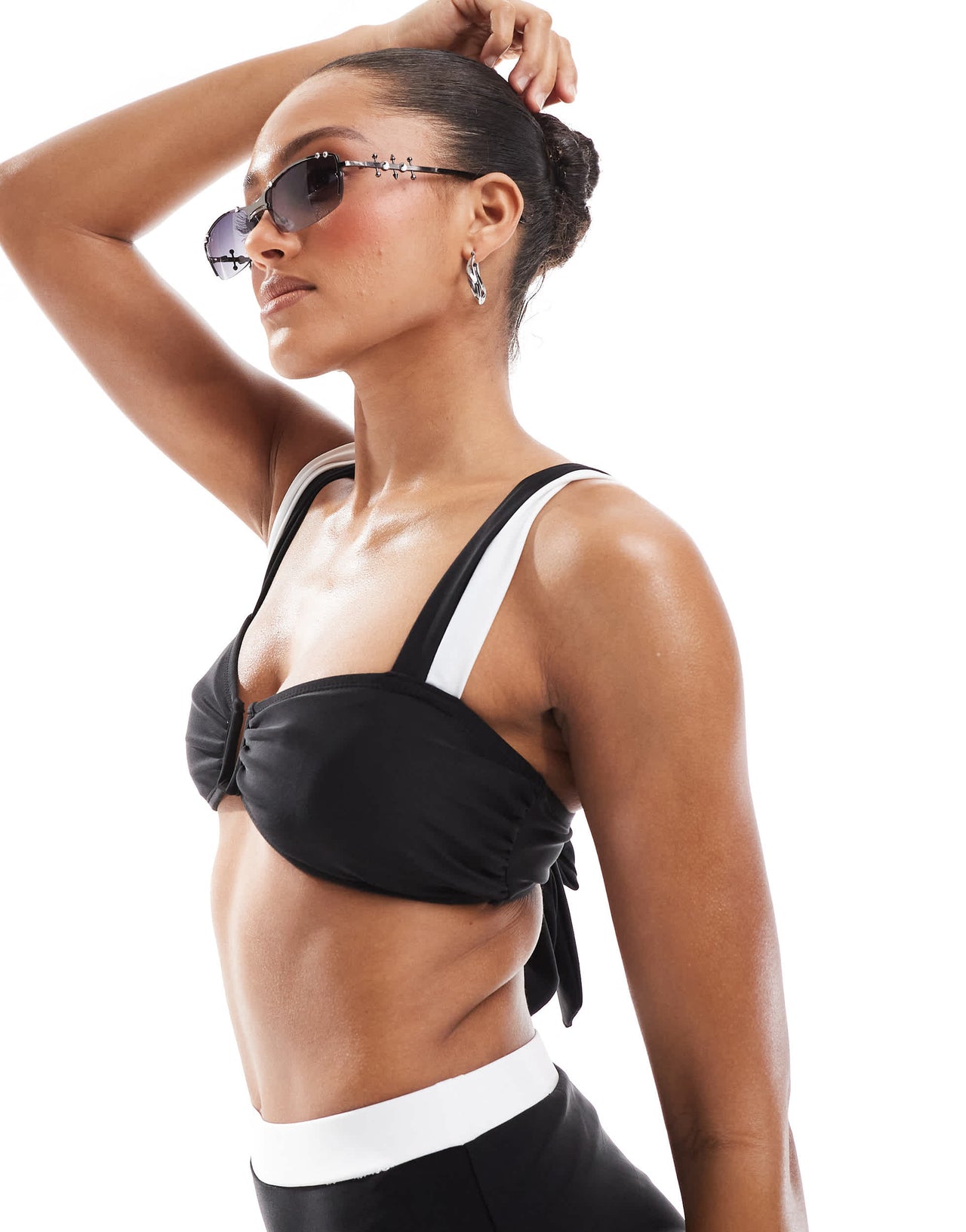 The Frolic exclusive contrast u-detail underwire bikini top co-ord in black and white