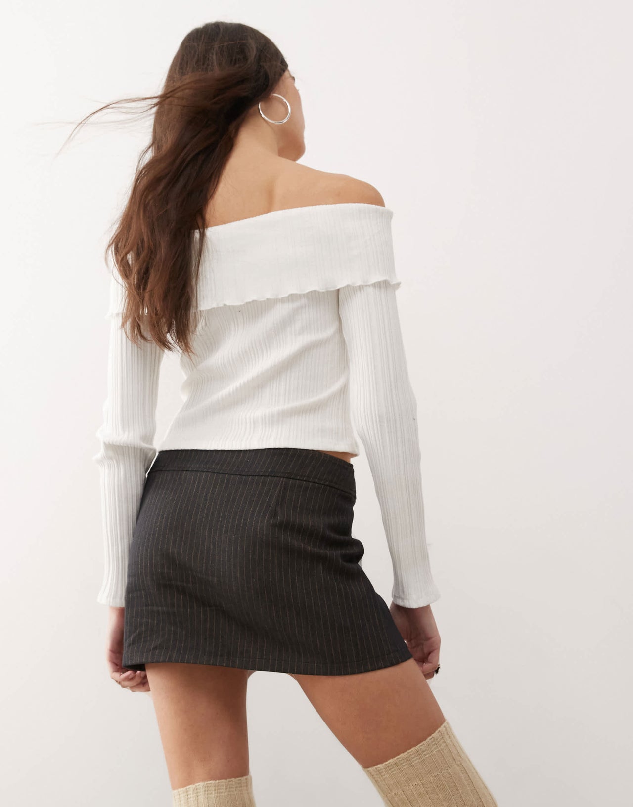 COLLUSION low rise pinstripe mini skirt in black