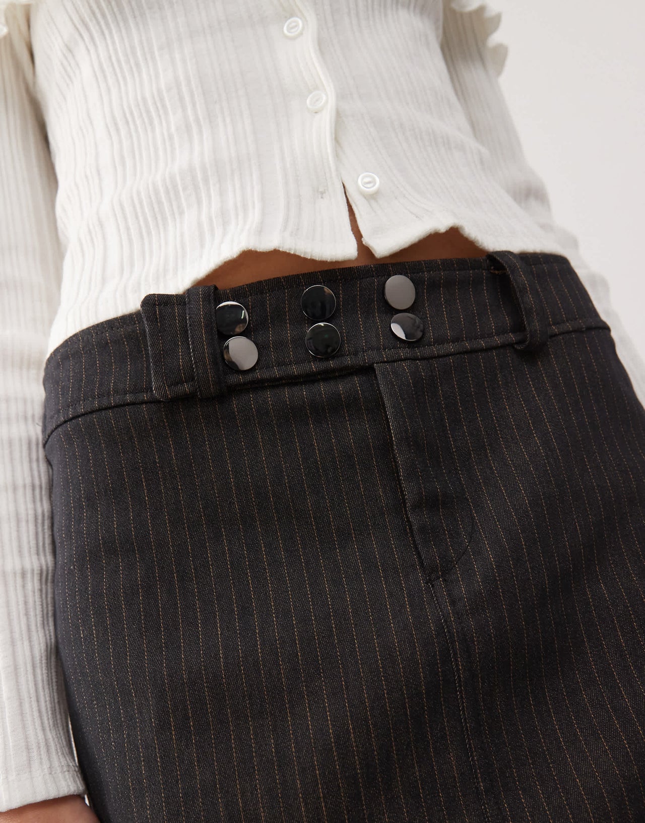 COLLUSION low rise pinstripe mini skirt in black