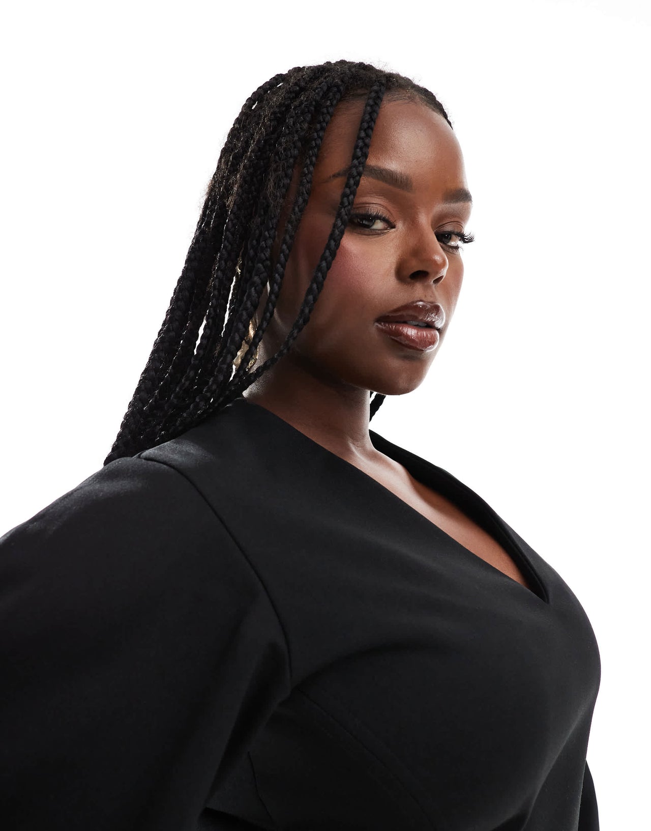 ASOS DESIGN Curve plunge cocoon sleeve scuba-style fabric top in black