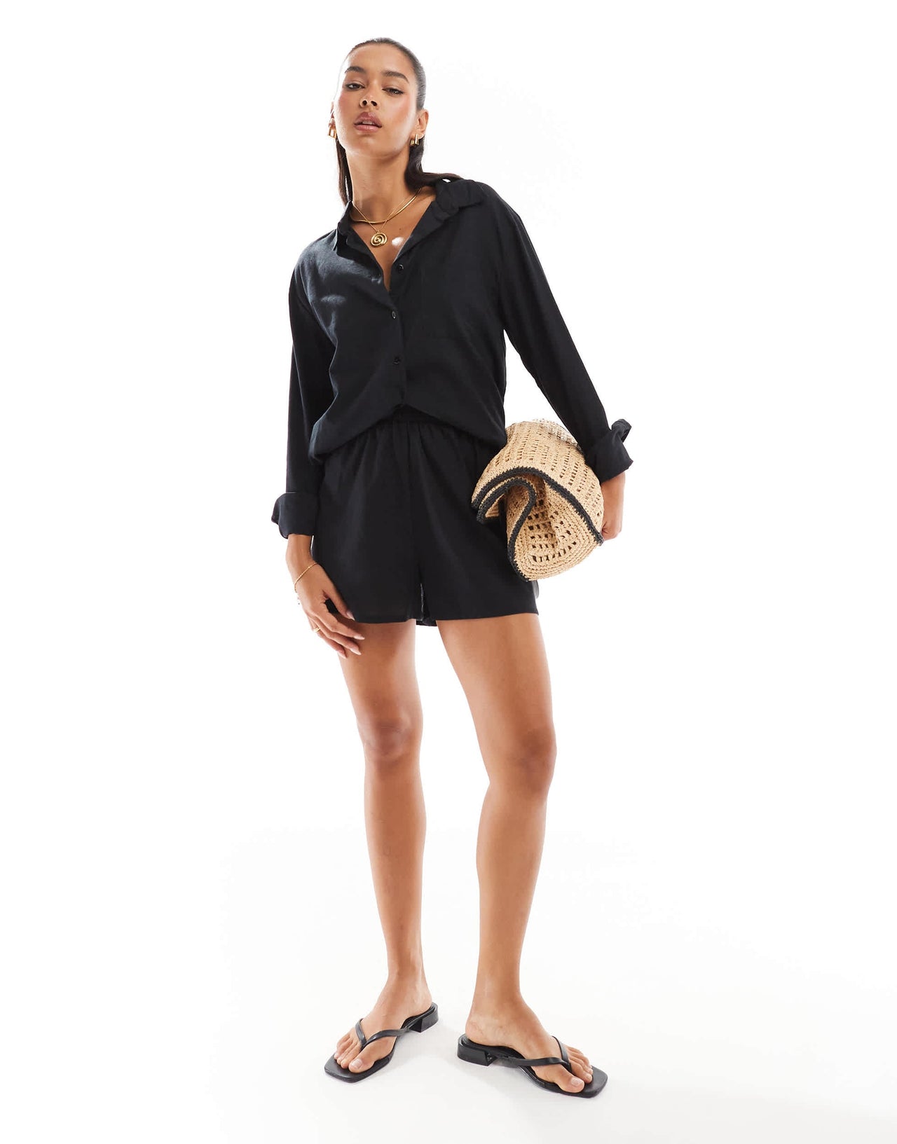 Esmee Exclusive beach short co-ord in black