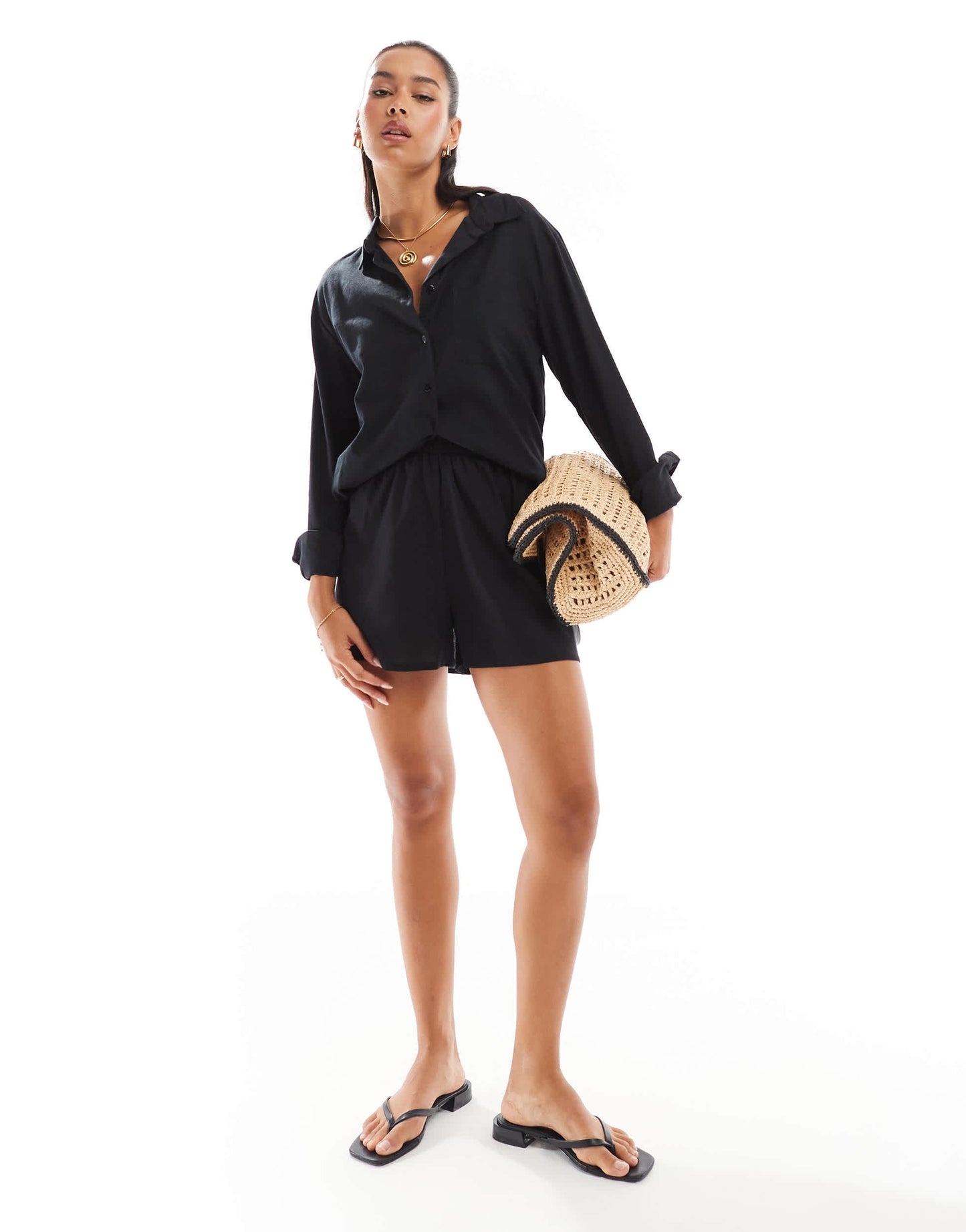 Esmee Exclusive beach short co-ord in black