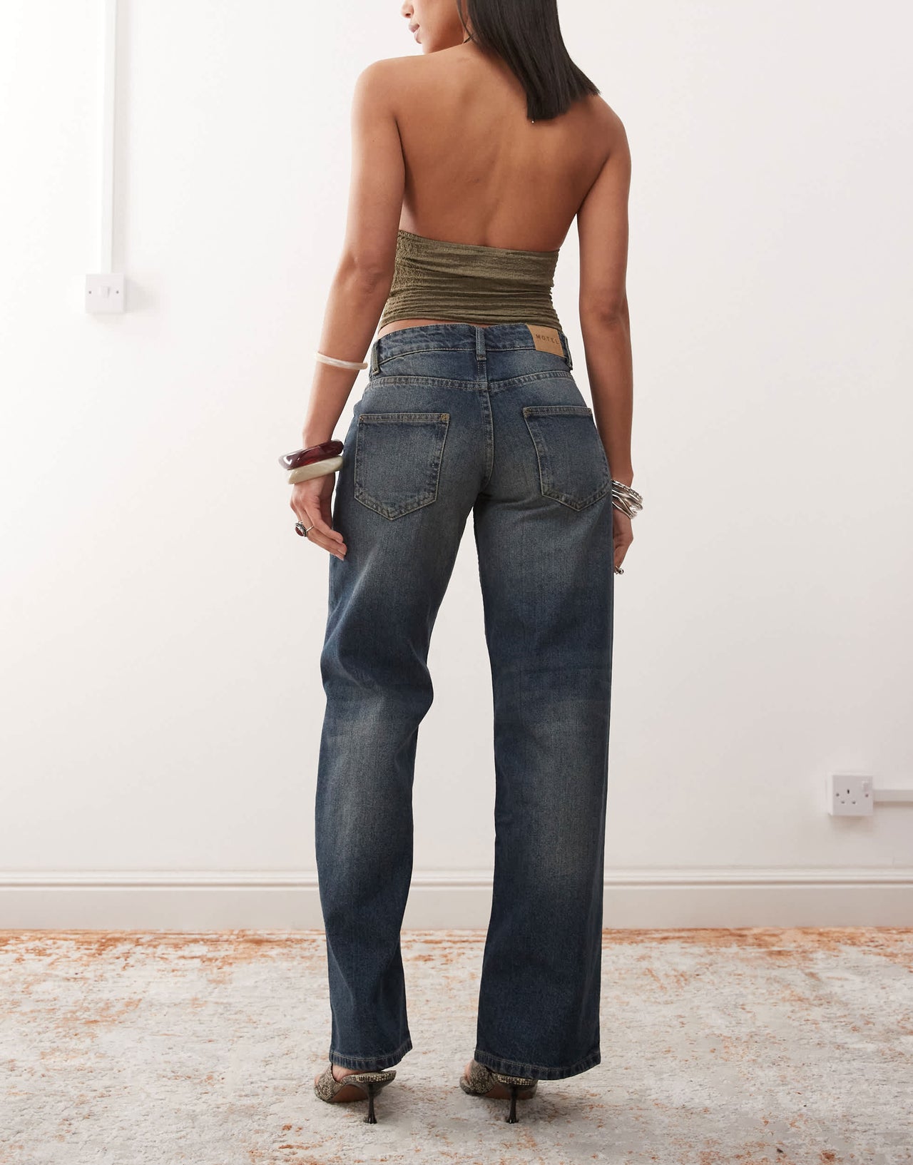 Motel low rise parallel jeans in steel blue