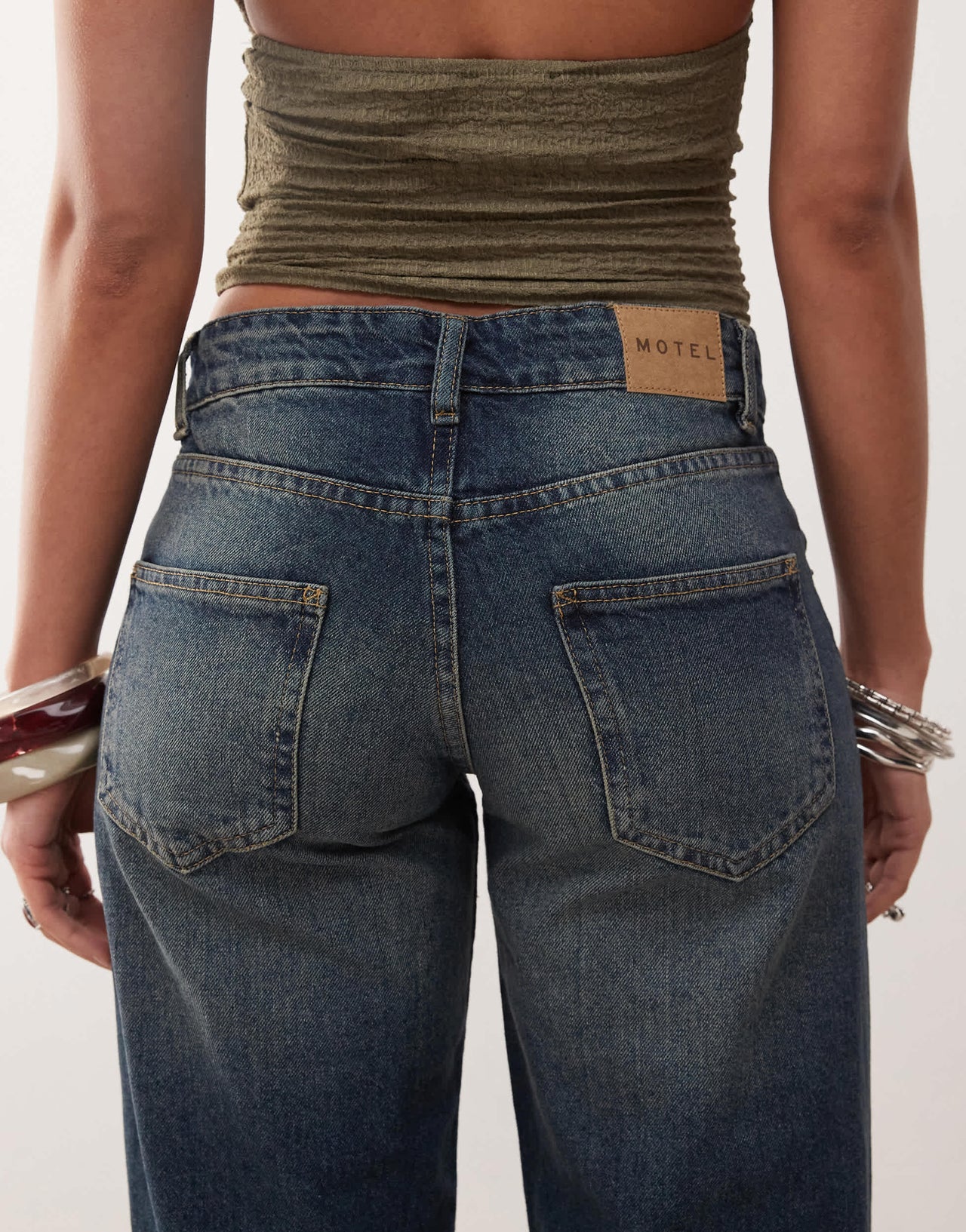 Motel low rise parallel jeans in steel blue