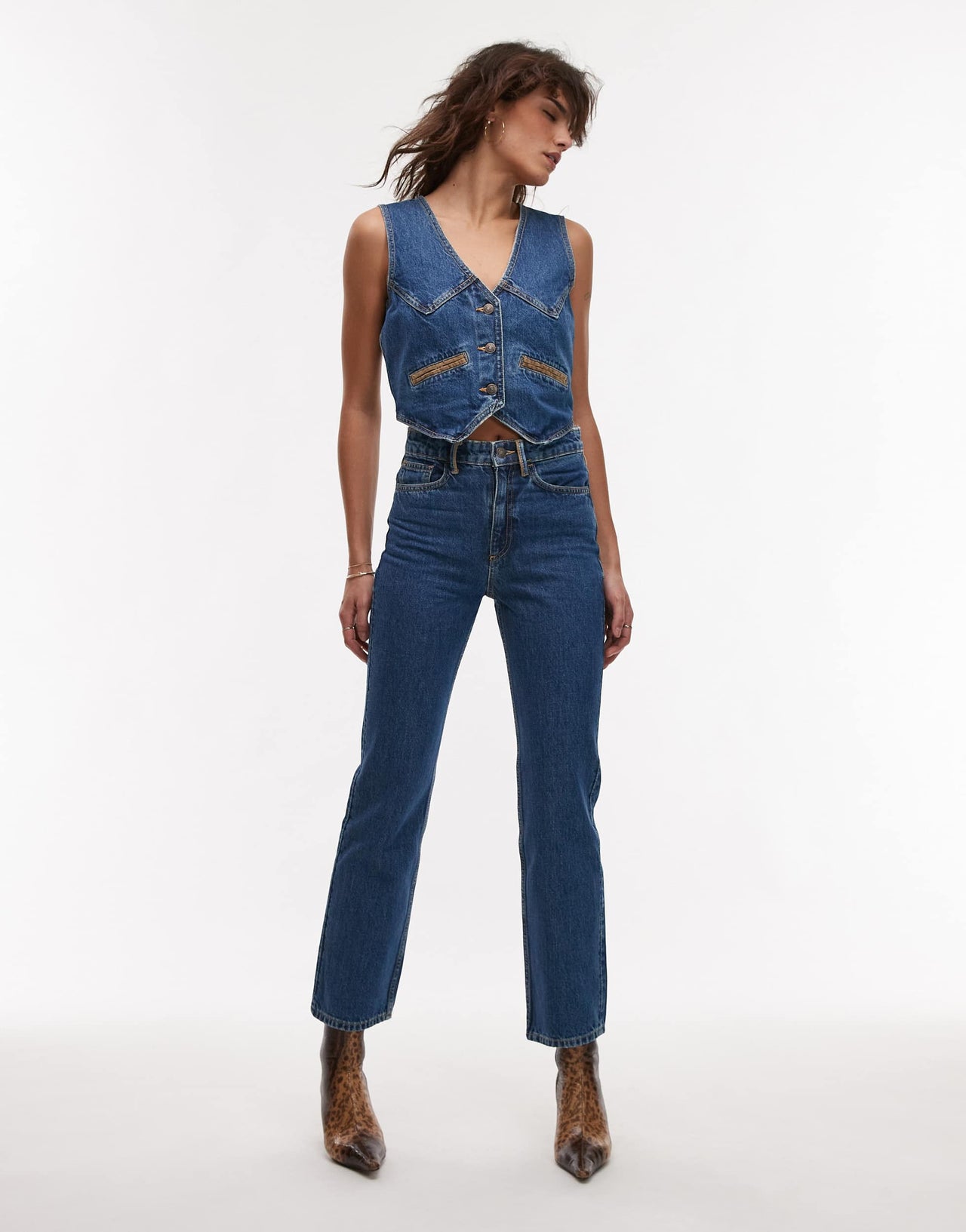 Mango Bannack cord pocket detail slim leg jeans co-ord in blue