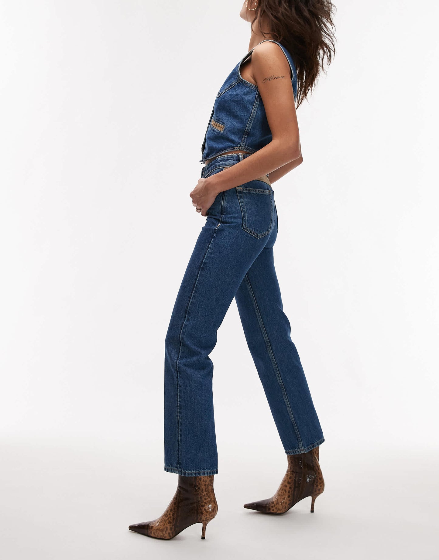 Mango Bannack cord pocket detail slim leg jeans co-ord in blue