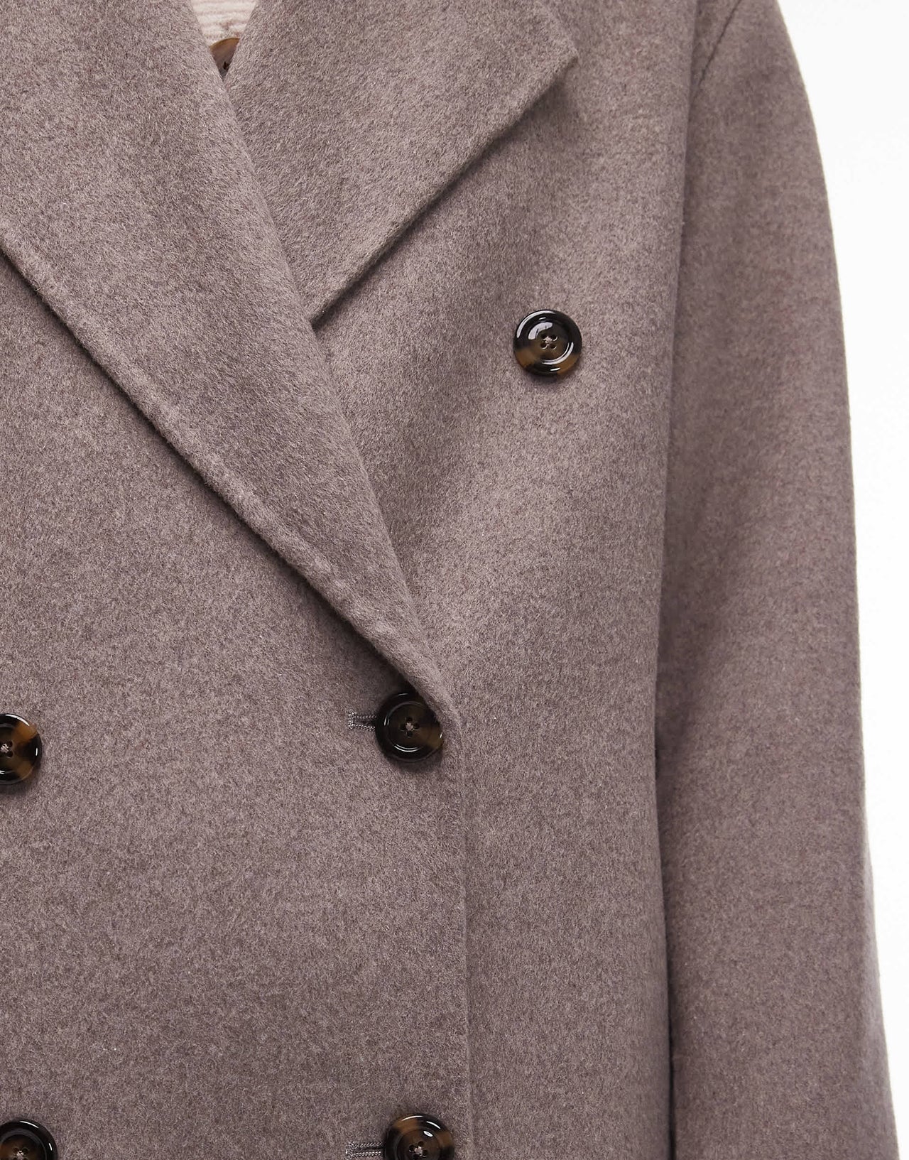Mango double breasted longline wool coat in brown