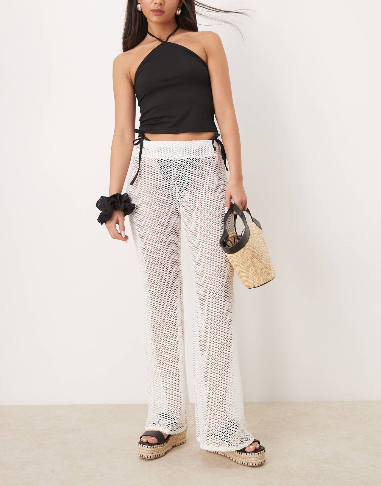 Free Society knit beach trouser in white