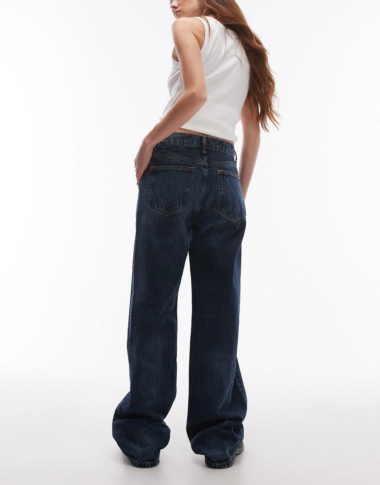 Mango high waist straight leg jean in medium blue wash
