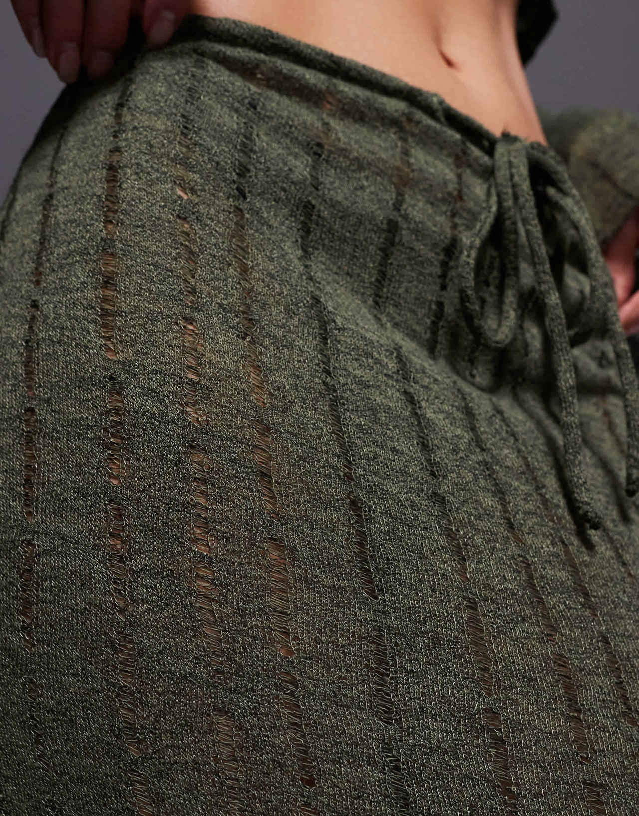 South Beach maxi knit beach skirt co-ord in khaki