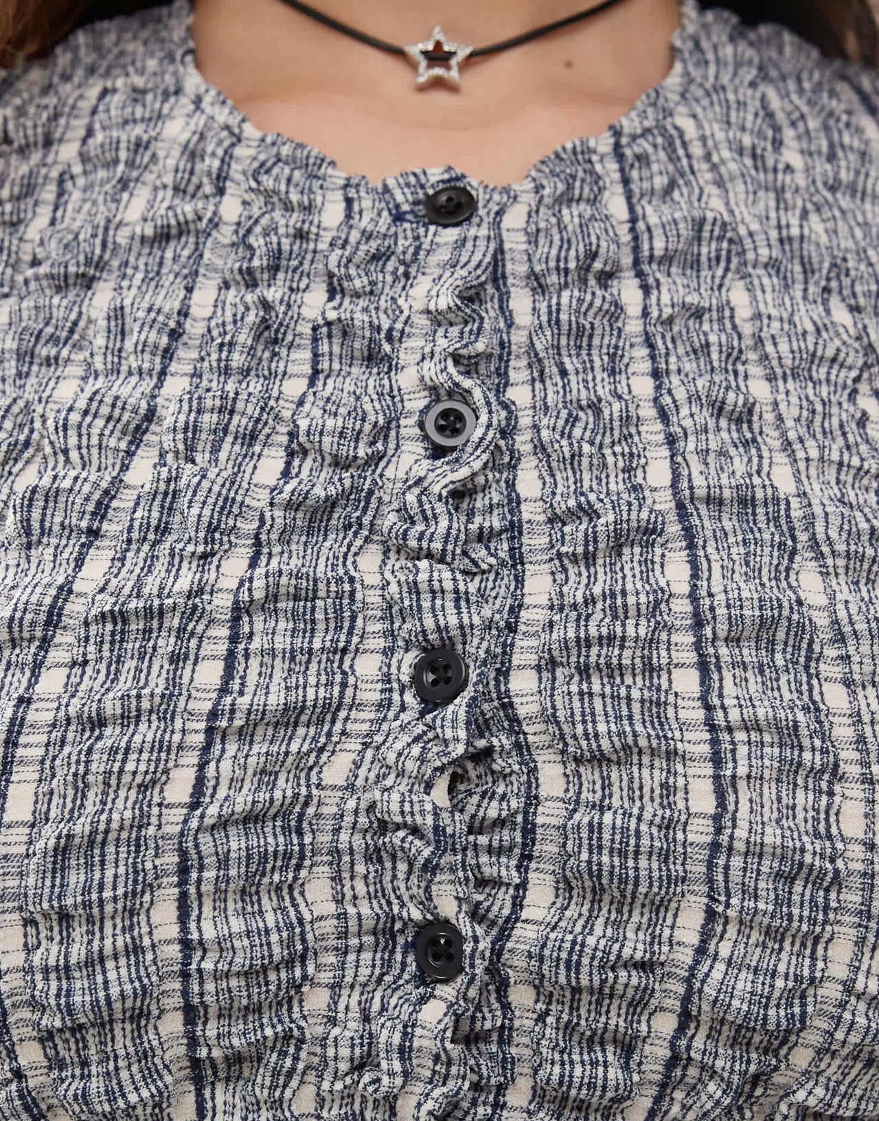 Motel yejina textured crew neck cardigan in navy