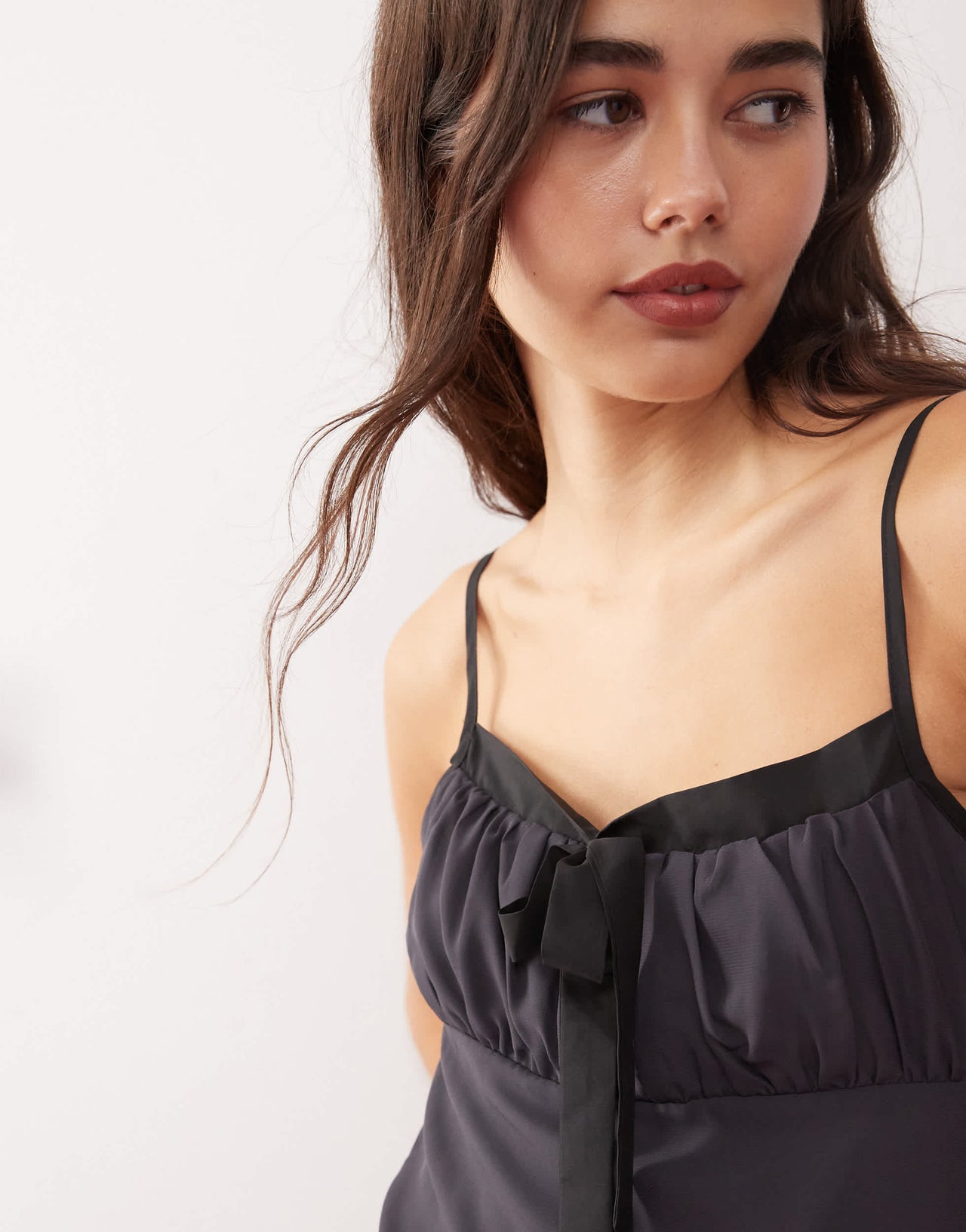 Motel martina bow mini dress in slate grey