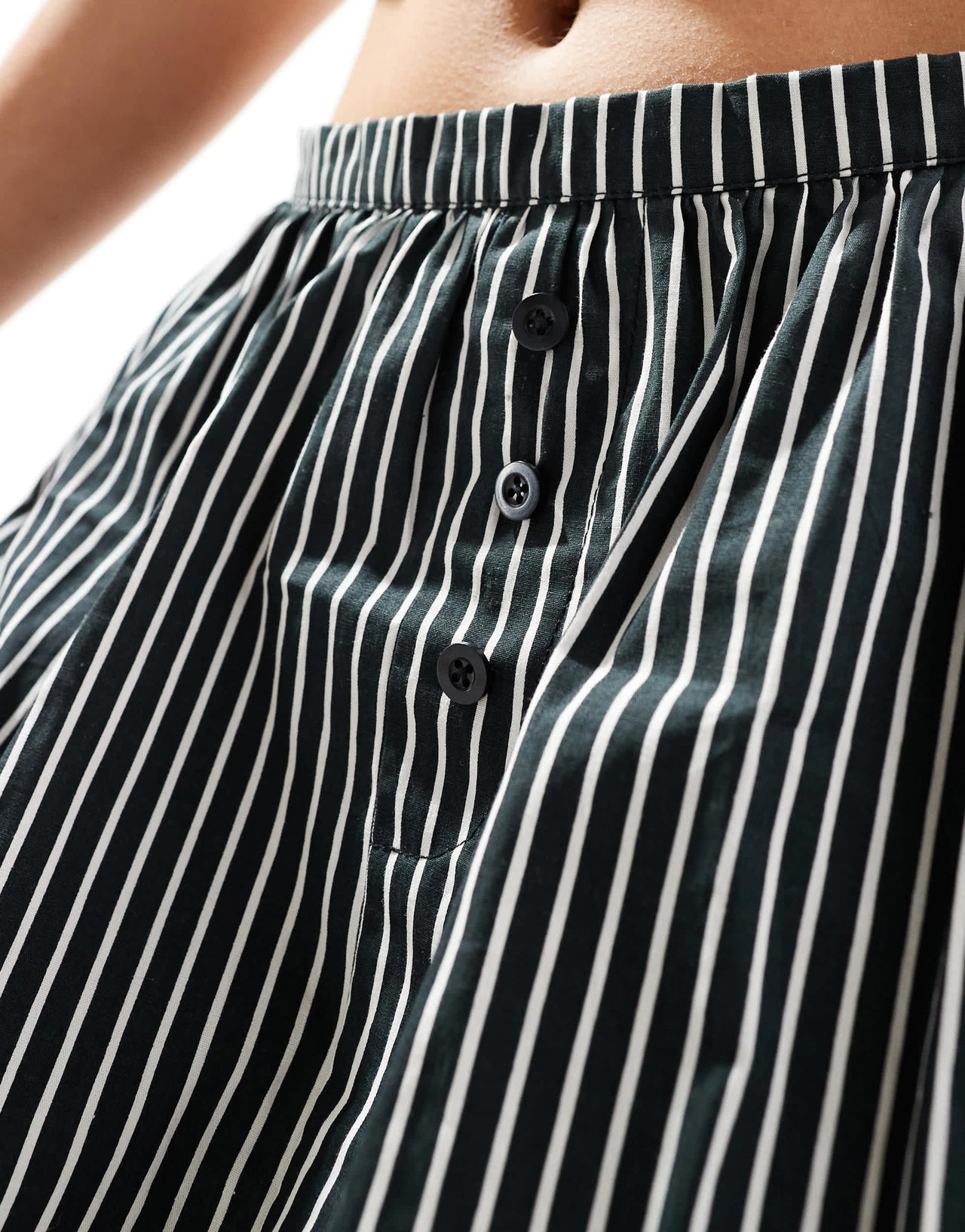 Motel arife mini puff skirt in black and grey stripe