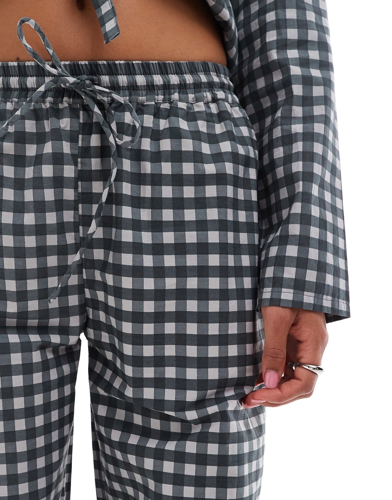 Motel wasic straight leg trousers in black grey co-ord