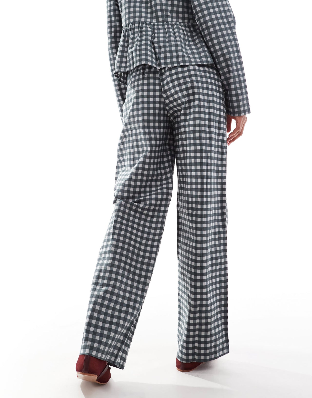 Motel wasic straight leg trousers in black grey co-ord