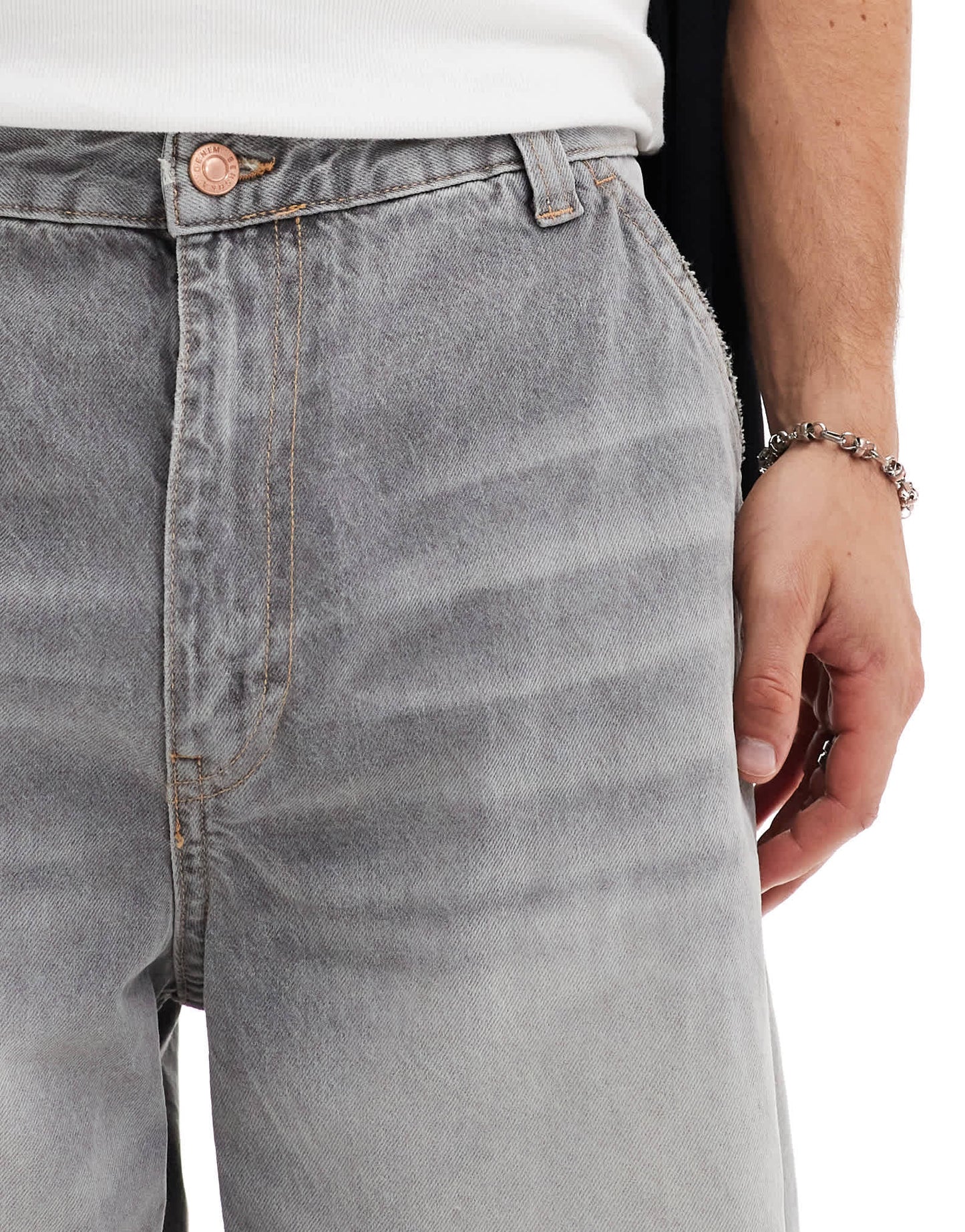 Bershka skater fit jeans in washed grey