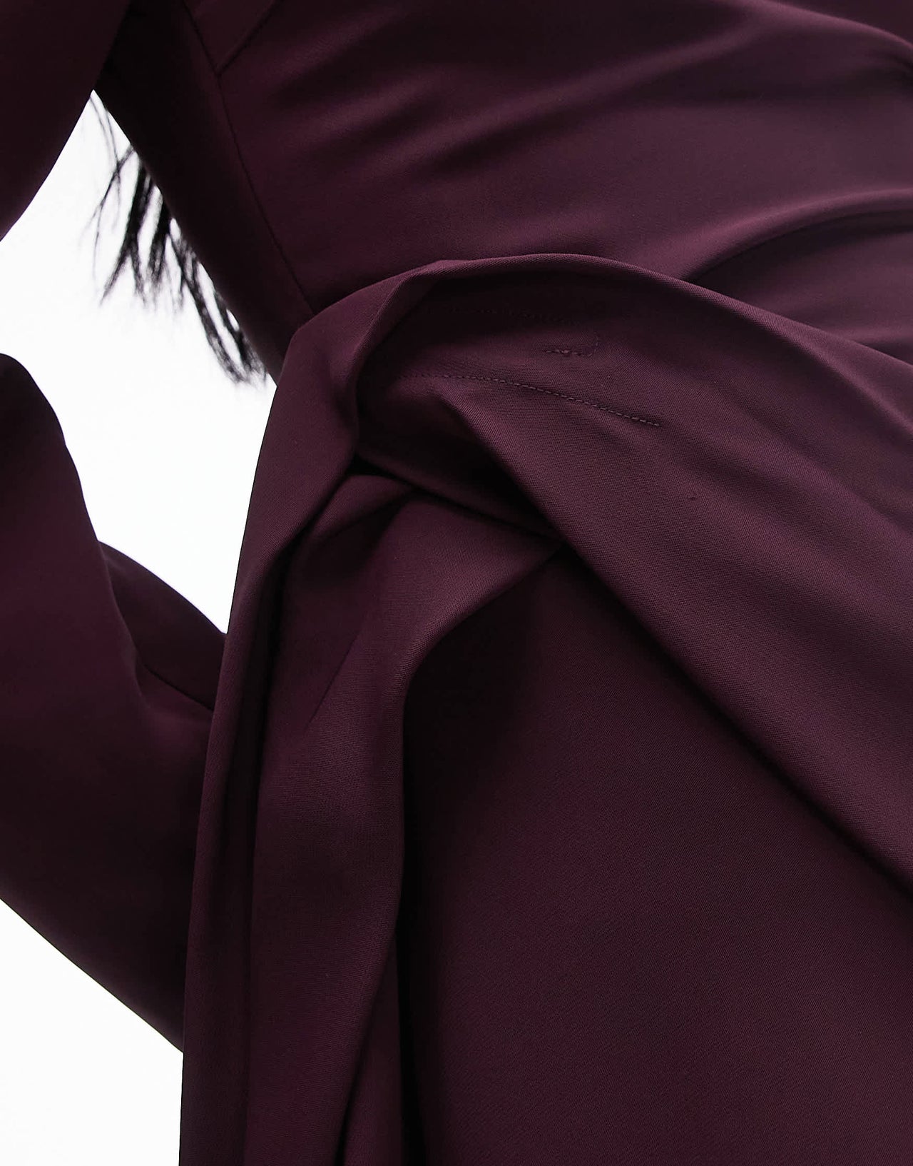 & Other Stories stretch mini dress with asymmetric draped train detail in burgundy