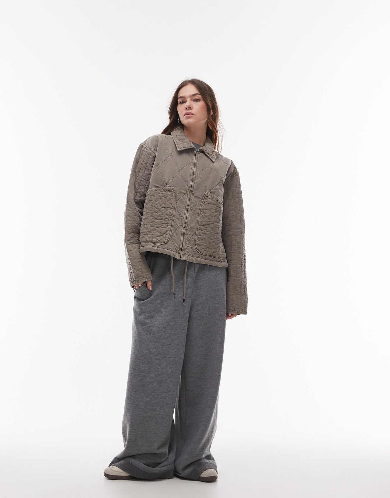 Topshop liner jacket with quilting in grey