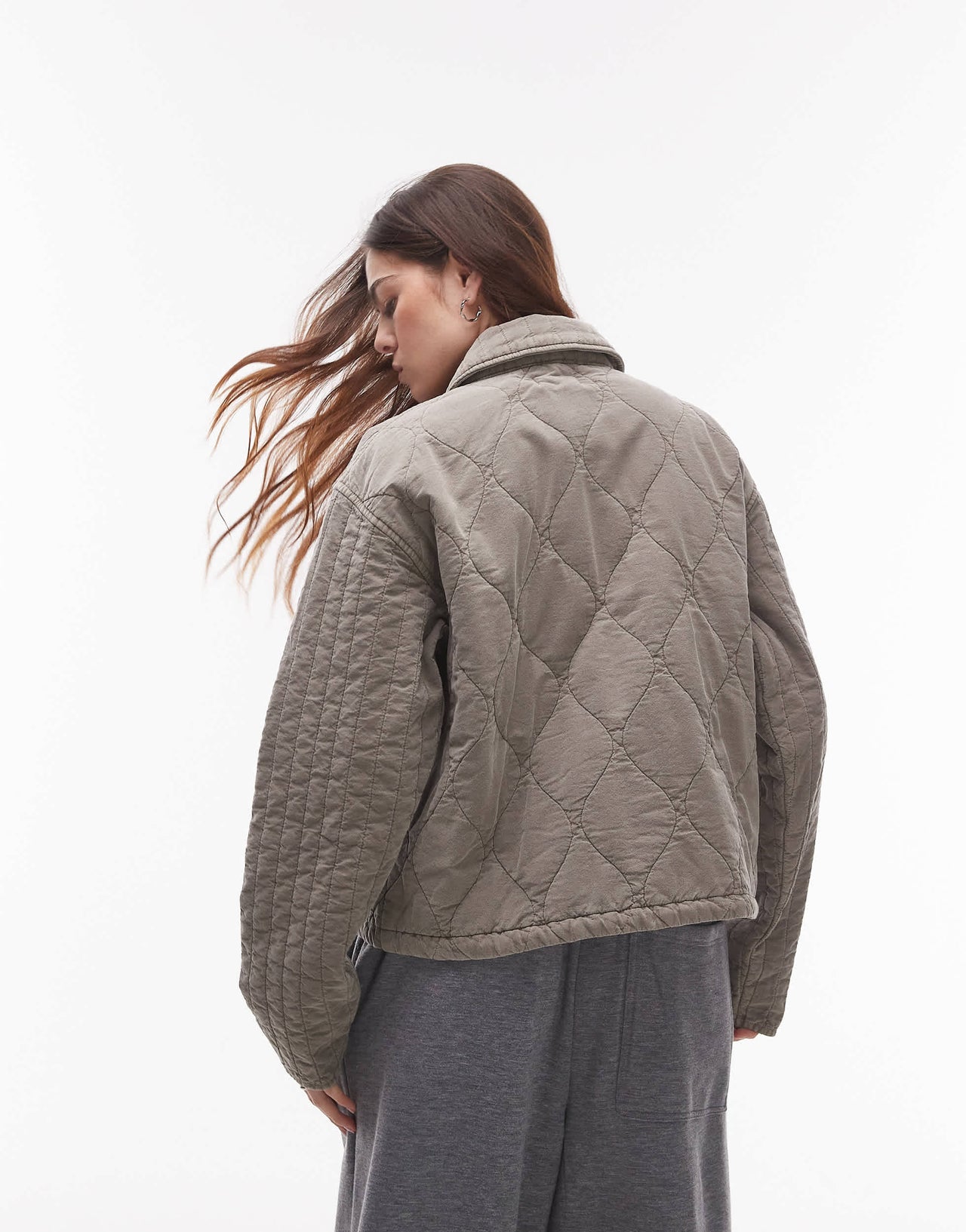 Topshop liner jacket with quilting in grey